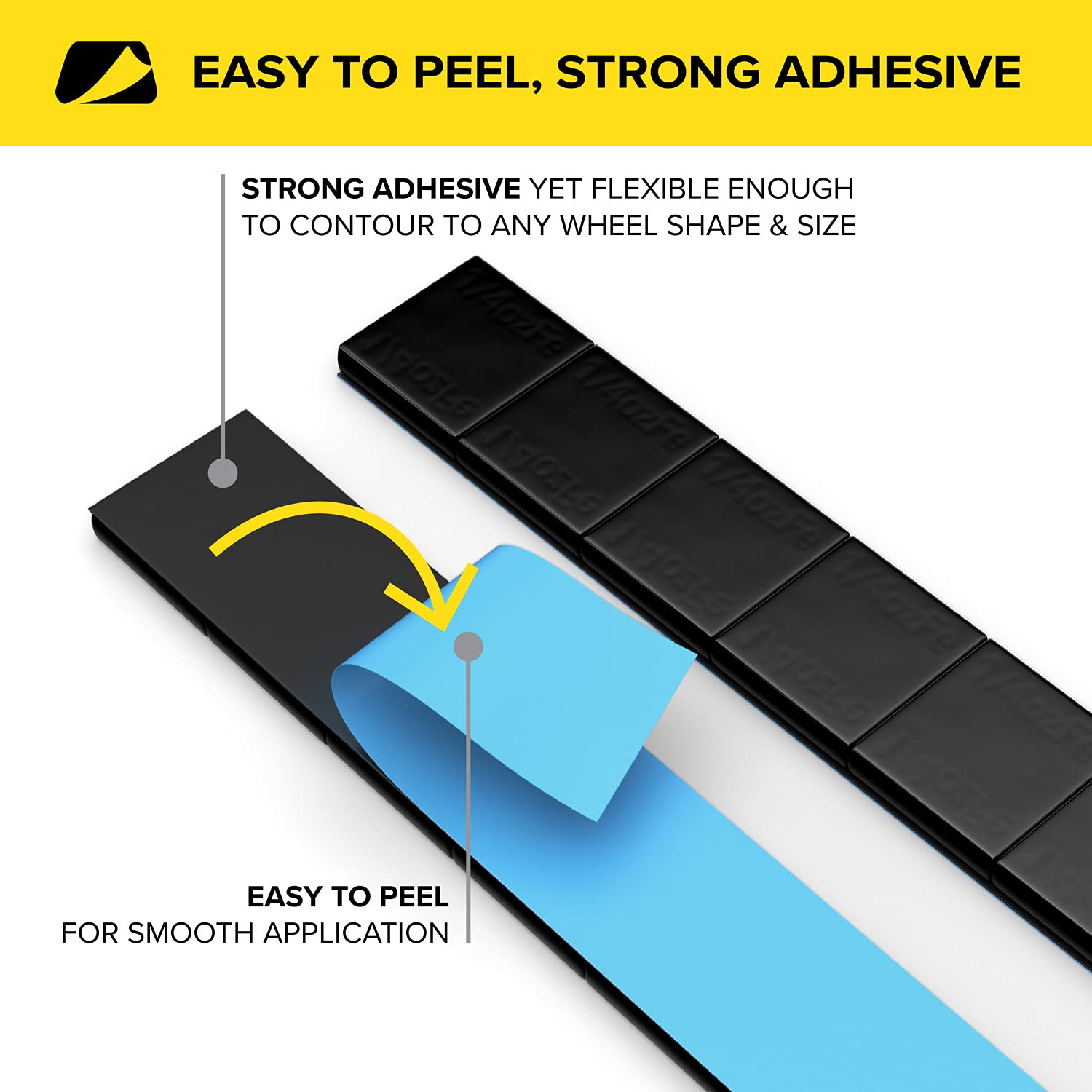 Stancemagic - 0.25Oz 1/4Oz - Black Adhesive Stick On Wheel Weights, Easy Peel, Low Profile, Zinc Plated Steel Balancing Weights For Cars Bikes Atv Utv, 11.25 Lb Box (180Oz), Contains 720 Pieces