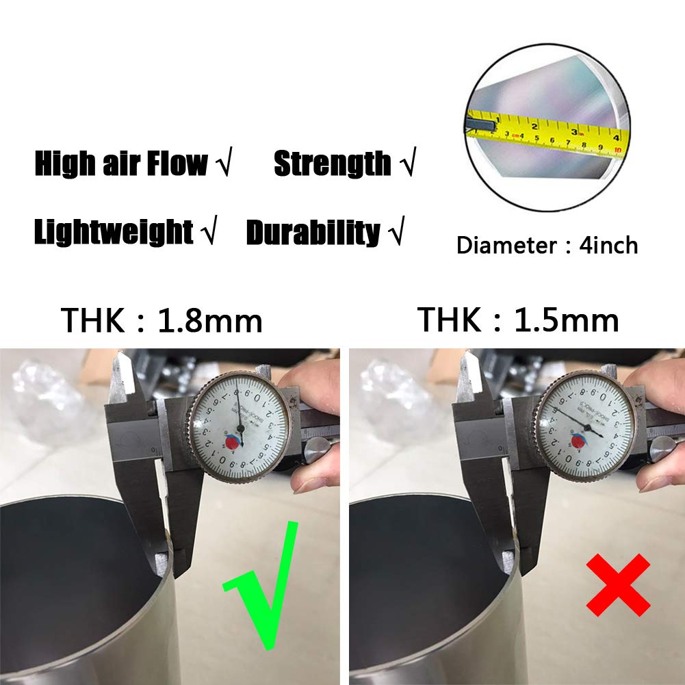 Moosun 4 Inch Cold Air Intake Silver Tube + Heat Shield For 1999-2006 Gmc/Chevy V8 4.8L/5.3L/6.0L Silverado 1500/2500/3500 Blue