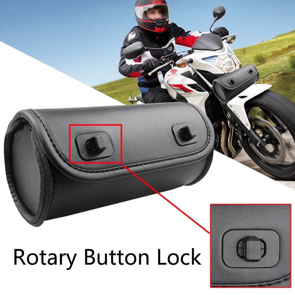 kucehiup Motorcycle Handlebar Bag,Tool Bag PU Leather Universal Barrel Roll Bag Motorcycle Fork Bag Saddlebags Sissy Bar Pouch S