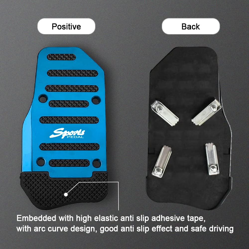 3PCS Car Non-Slip Aluminum Alloy Pedal Pads, Manual Transmission Brake Pedal Covers, Sports Gas Fuel Petrol Clutch Foot Pedals,