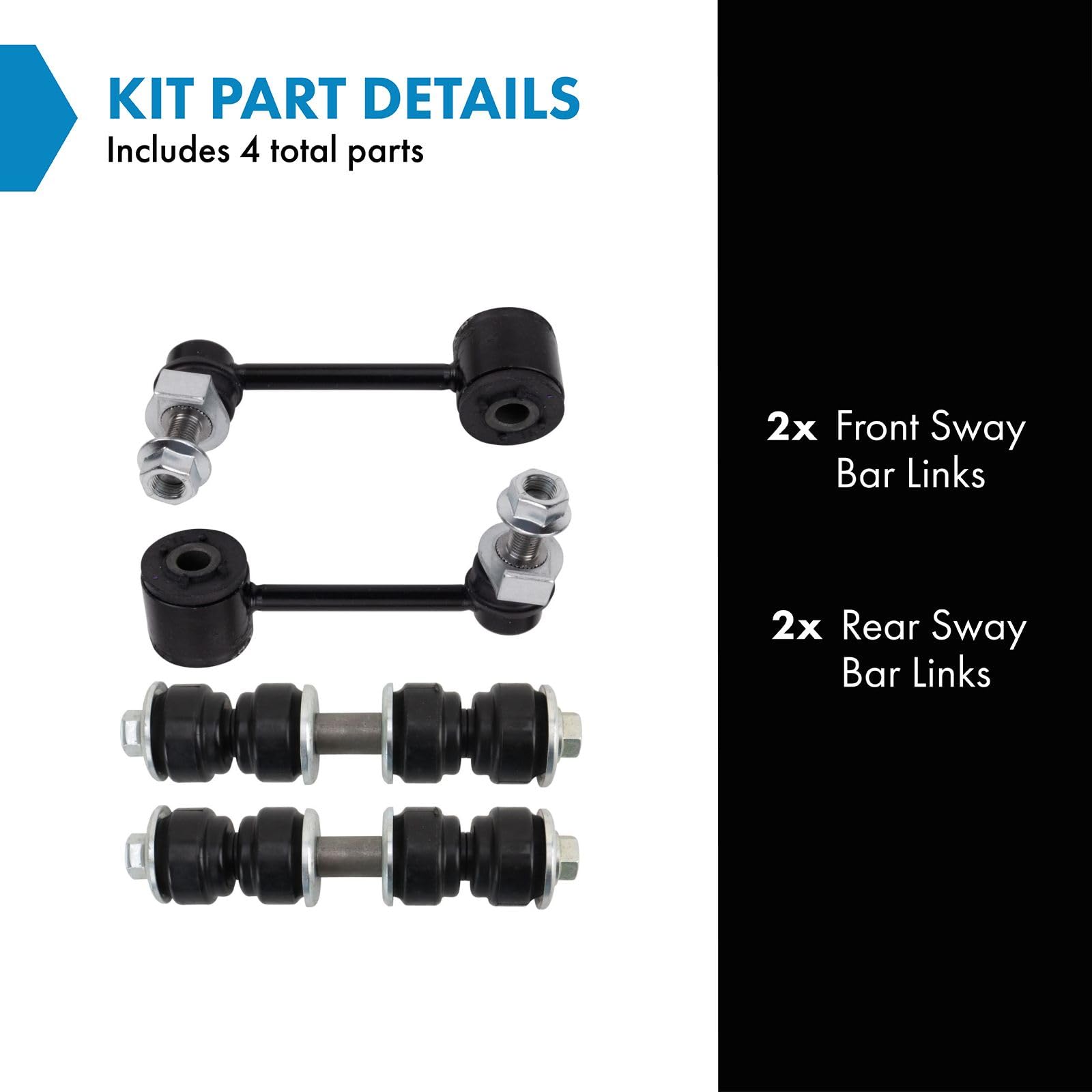Trq Front & Rear Sway Bar Stabilizer Link Set Compatible With 2012-2021 Nissan Nv1500 Nv2500 Nv3500