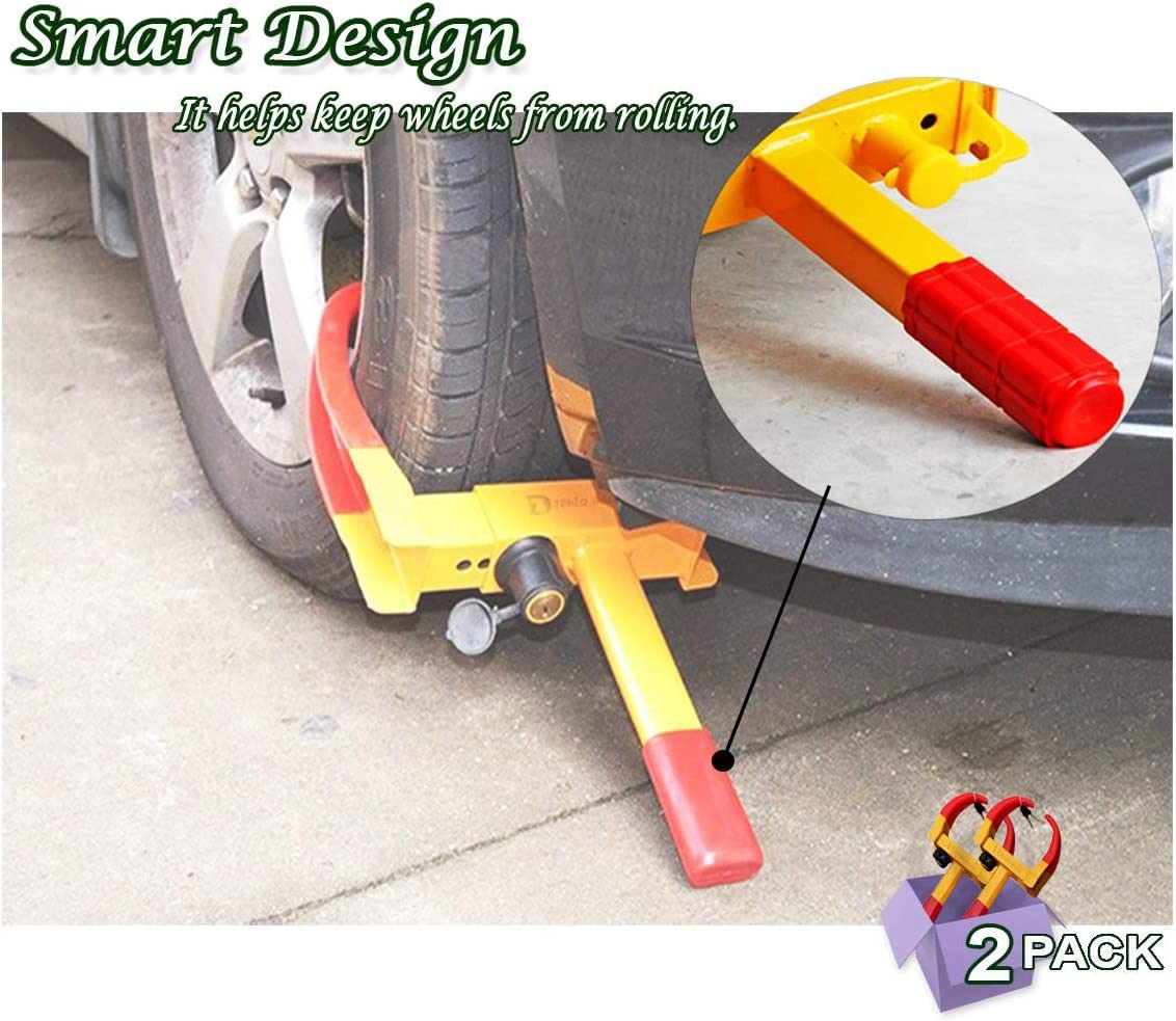 Zento Deals Security Tire Clamp - Heavy Duty Anti- Theft Vehicle Wheel Lock For Car Trailer (Yellow - 4 Pack)
