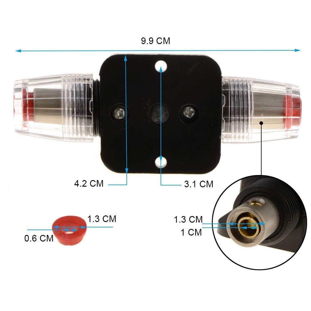 Zookoto 2 Pcs 12V-24V Dc Fuse Holder 20A 30A 40A 50A 60A 80A 100A 150A, Inline Circuit Breaker 60A With Reset Button For Auto Car Marine Boat Stereo Switch Audio Inverter System Protection