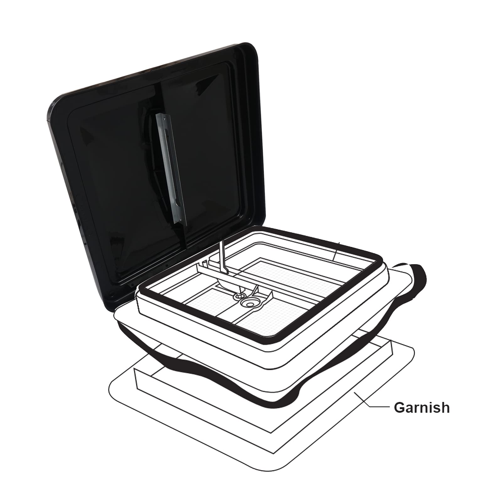 caqeg 2 Pack 14 '' Universal Roof Vent Cover Vent Lid Replacement for RV, Trailer, Camper, Motorhome Roof Vent Cover Black