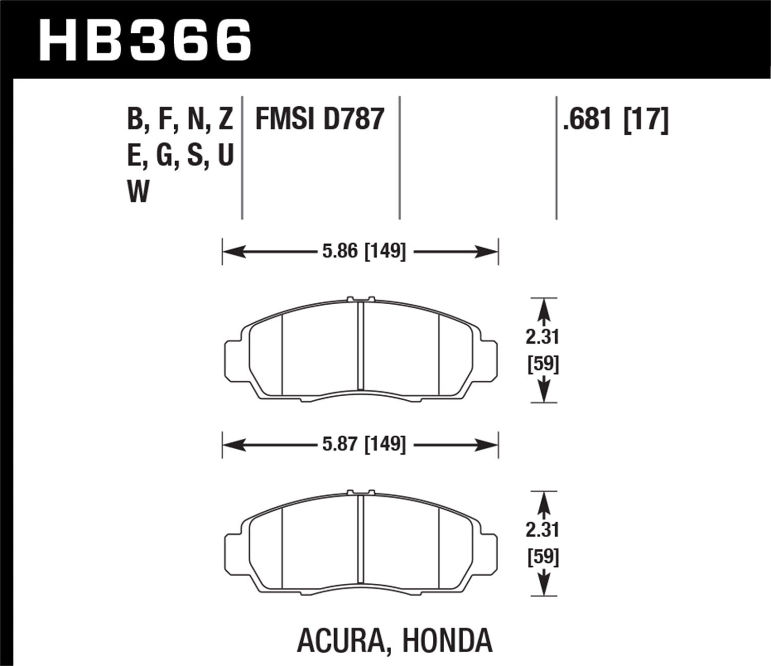 Hawk Performance Hb366F.681 Hps Performance Ceramic Brake Pad