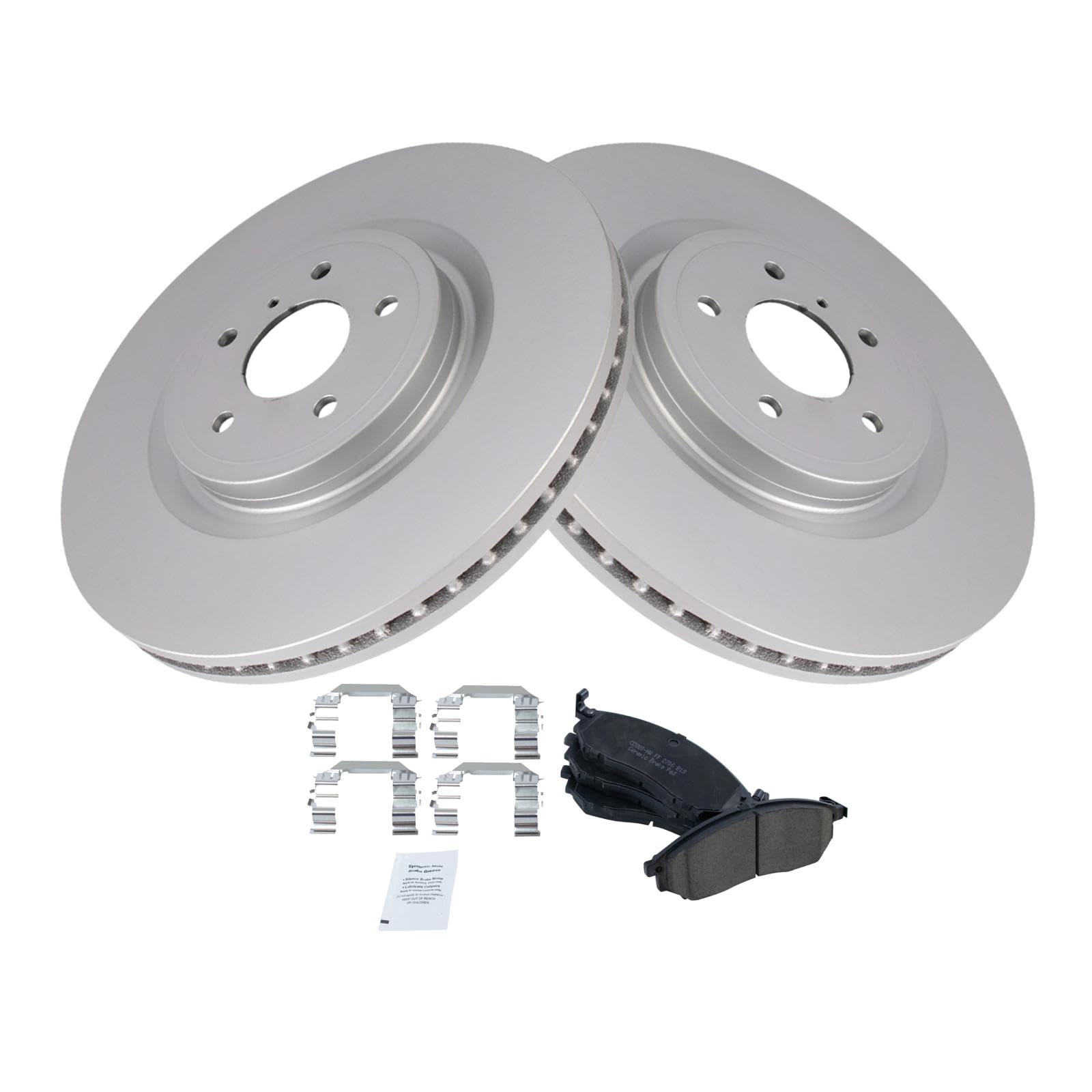 Trq Front Brake Pad & Rotor Kit Ceramic Premium G-Coated Compatible With 2011-2013 Infiniti M37 2015-2019 Q70L Nissan 370Z