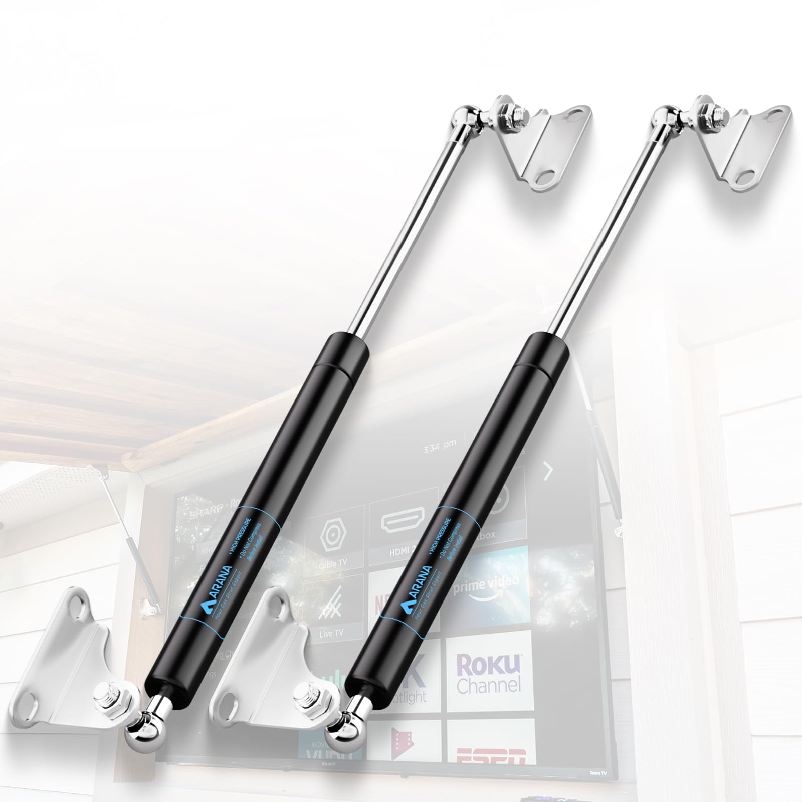 Arana Gas Struts 17 Inch 55Lb Gas Shocks Spring, 17'' 245N Gas Props Lift Support With Mounting Bracket For Heavy Duty Lid Rv Be