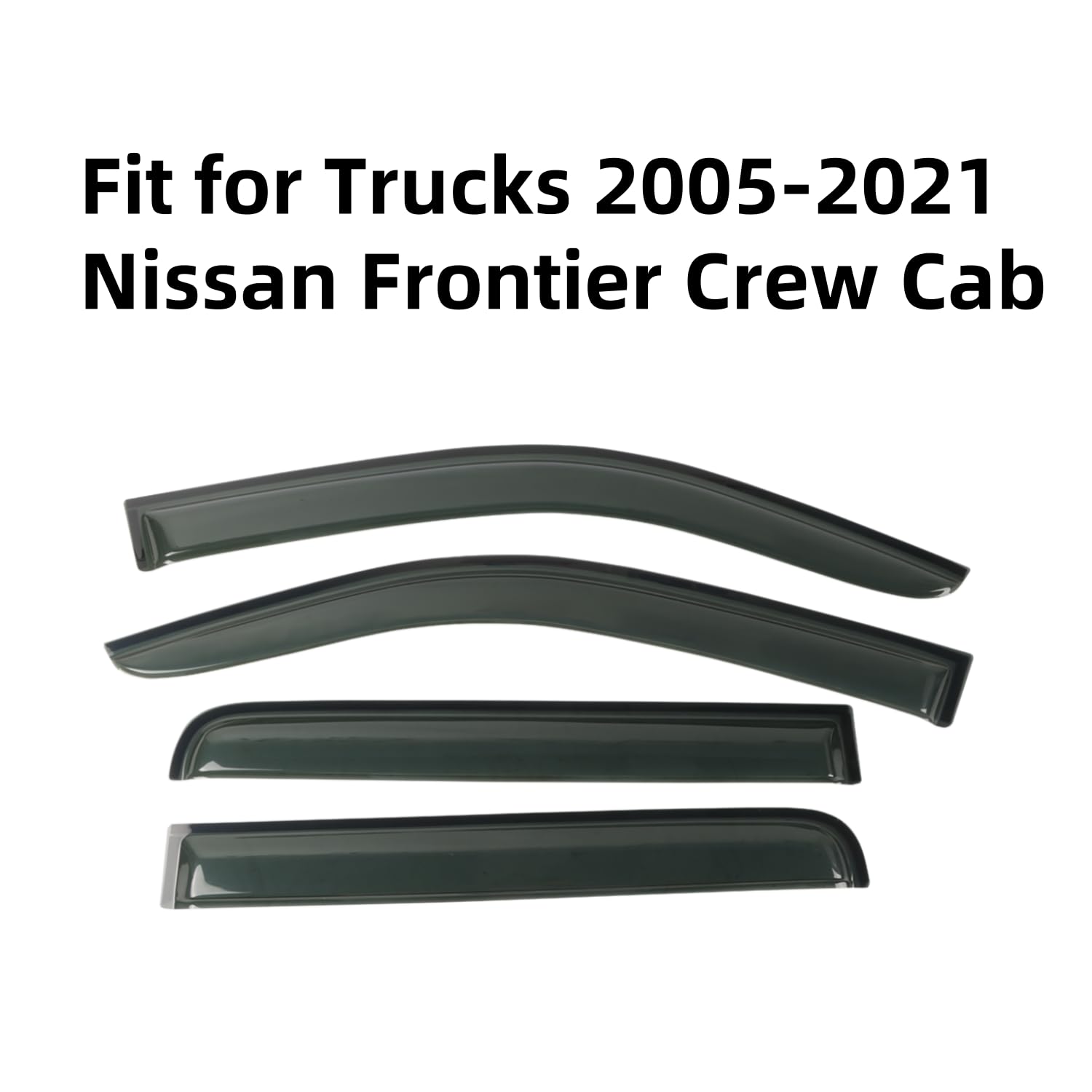 Window Visor Rain Guards Fit for Nissan Frontier Crew Cab 2005-2021 Trucks, Outside Mount Vent Deflector, Smoke Tinted Side Wind