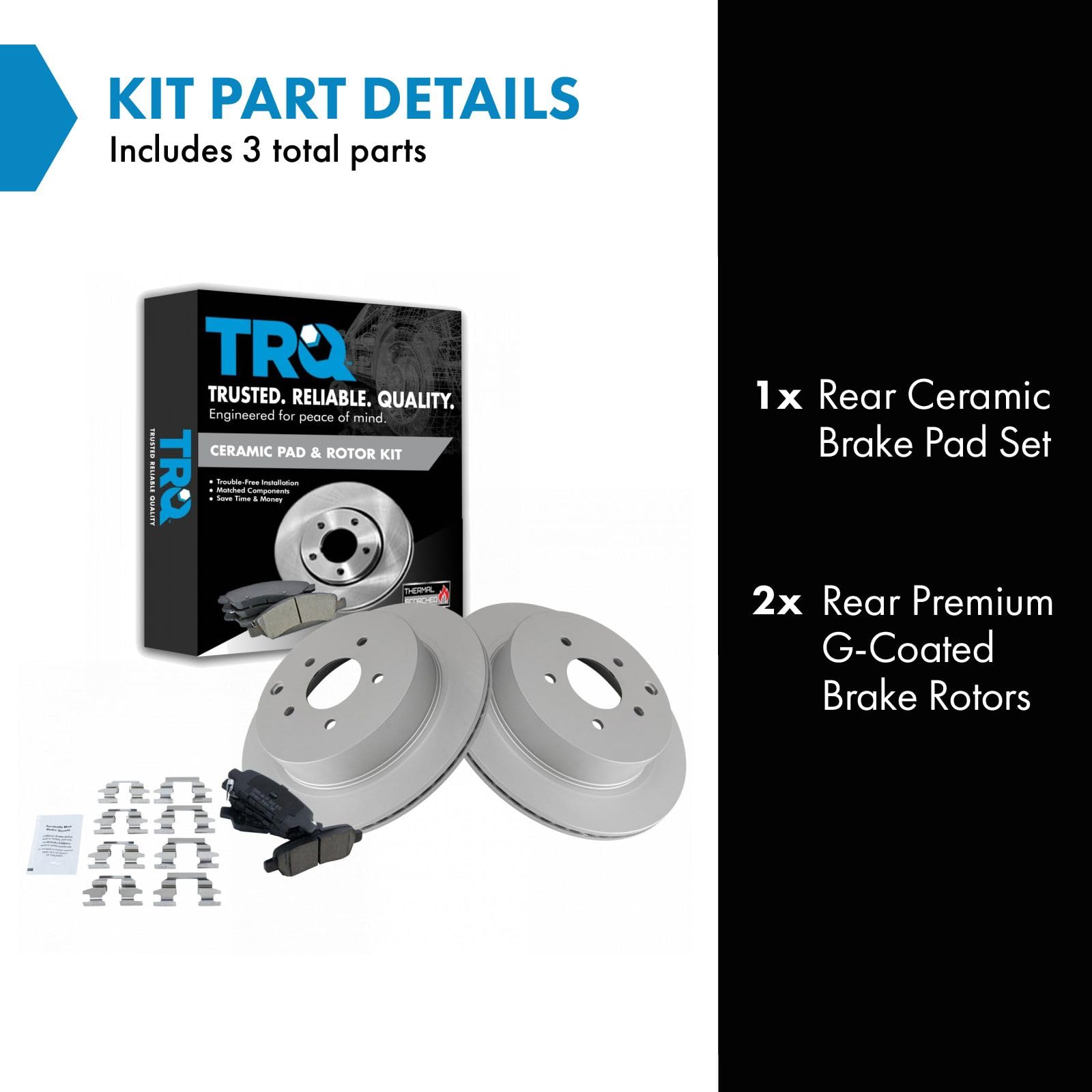 Trq Rear Ceramic Disc Brake Pads & G-Coated Rotors Kit For Infiniti Nissan New