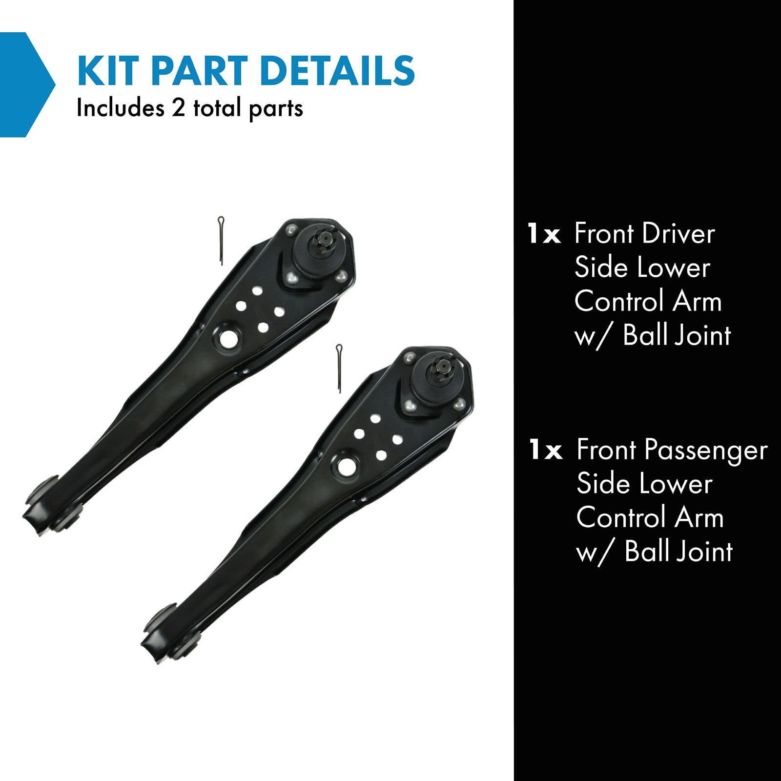 Trq Front Lower Control Arm With Ball Joint Set Compatible With 1966-1967 Ford Fairlane Falcon 1967 Mustang Ranch Wagon Ranchero