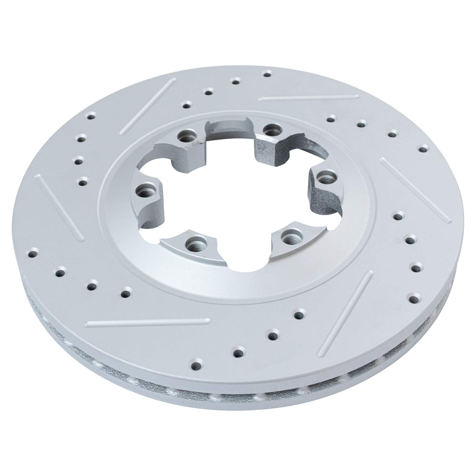 Trq Front Performance Brake Rotors Set Premium G-Coated Cross Drilled & Slotted Compatible With 2004-2008 Chevrolet Colorado Gmc