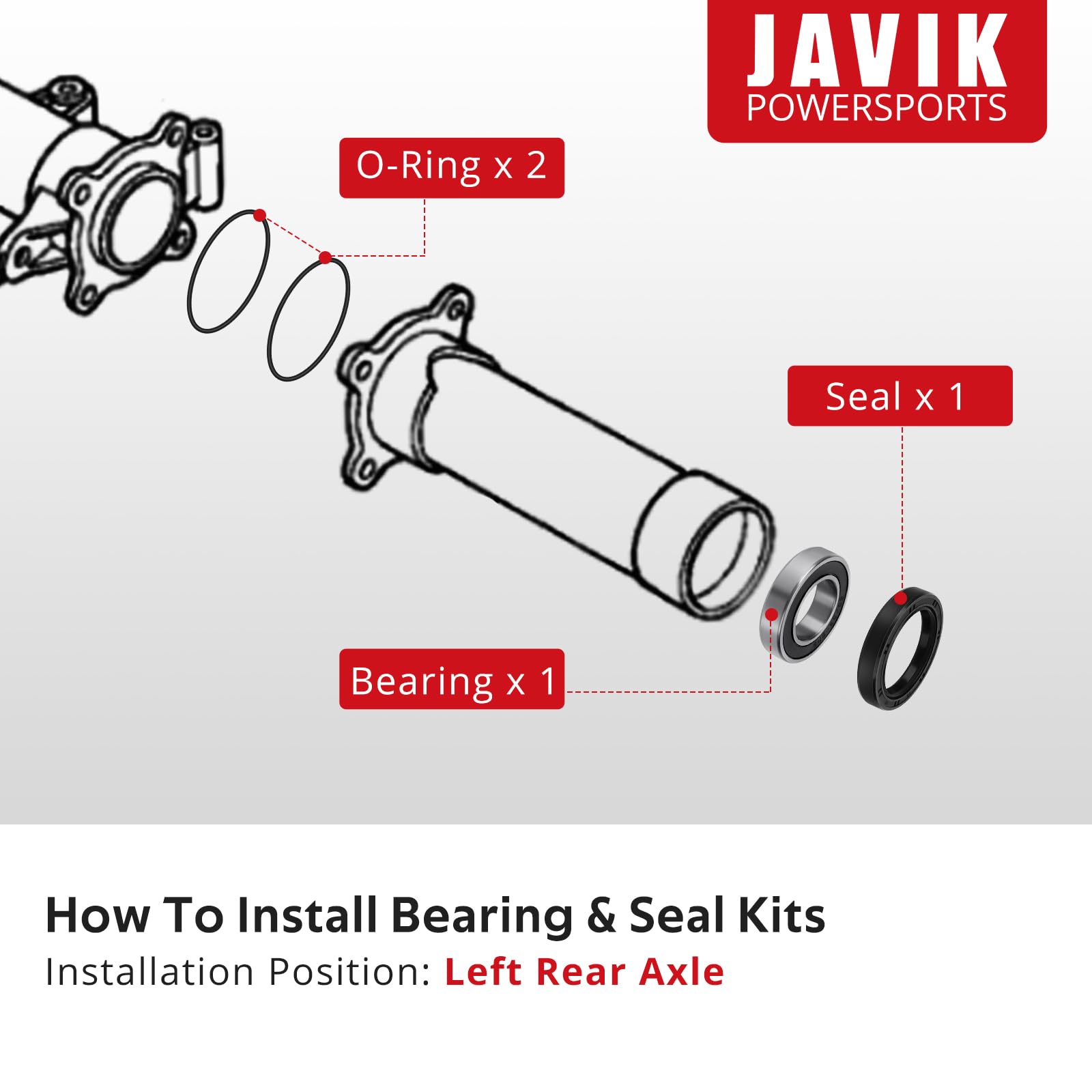 Left Rear Axle Wheel Bearing & Seal for Honda Rancher Foreman Rubicon 350 400 450 500 520, OEM# 91055-HN5-681 91255-HA0-681 9132