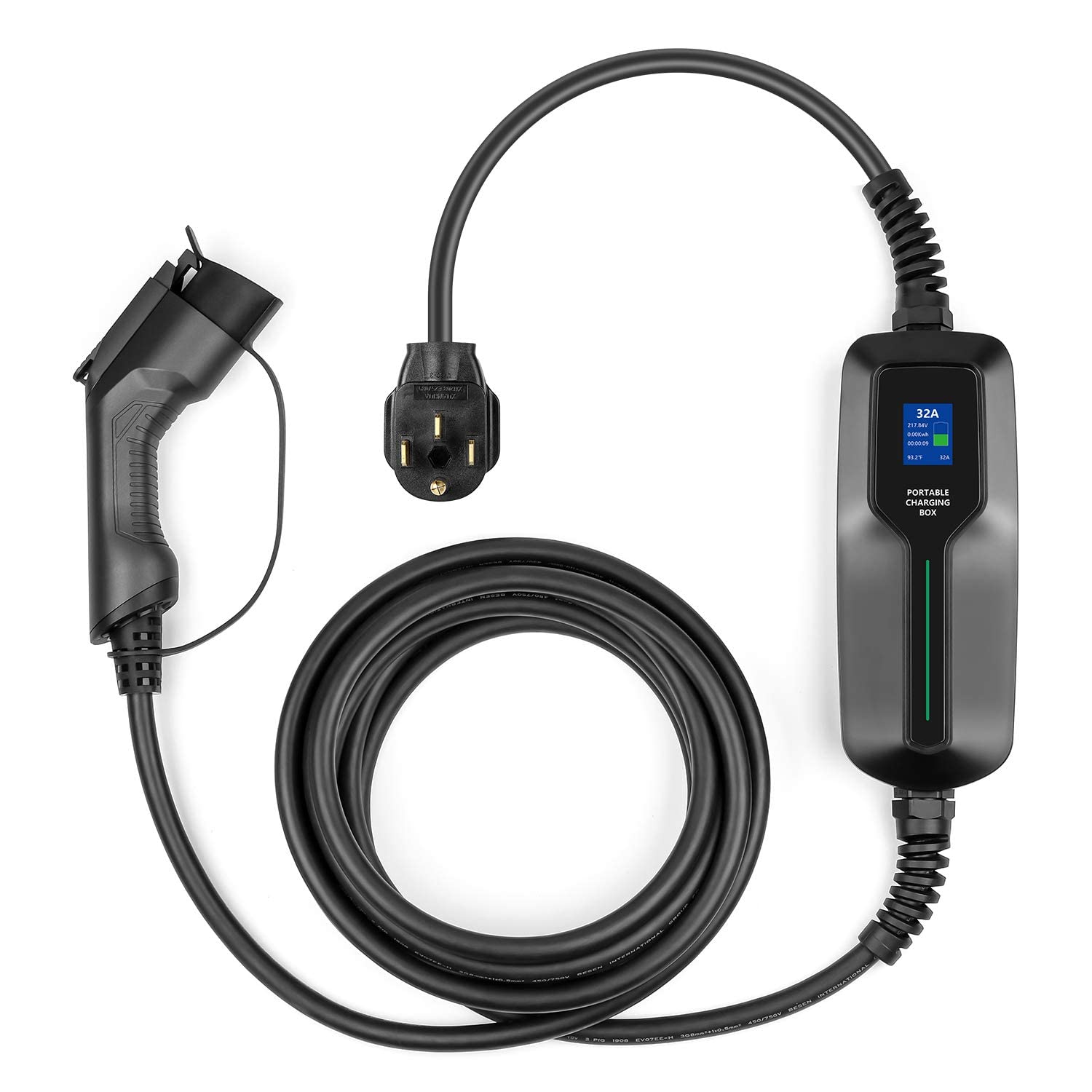 Lefanev 32 Amp Ev Charger Level 2,(Nema 14-50, 32A/20Ft,7.68Kw) Portable Electric Vehicle Charging Station For Electric And Hybr