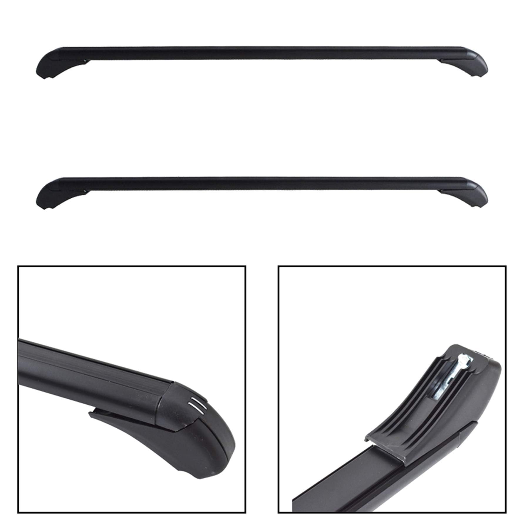 Munirater 2Pcs Universal 43.3 Inch Top Luggage Roof Rack Cross Bar Aluminum Carrier Adjustable Window Frame Black
