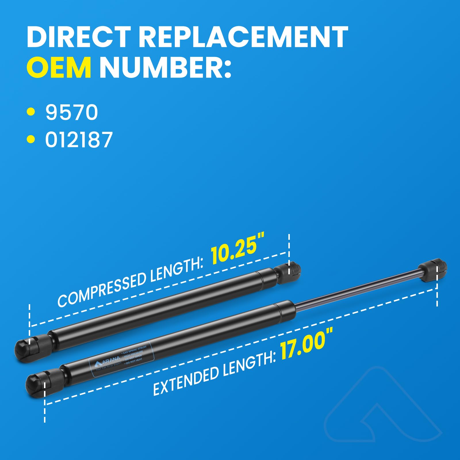 Arana C16-15070 17 Inch 30 Lb Gas Strut Props Lift Supports 30 Lbs/134 N Gas Spring Shocks C16-20195 For Truck Camper Shell Cano