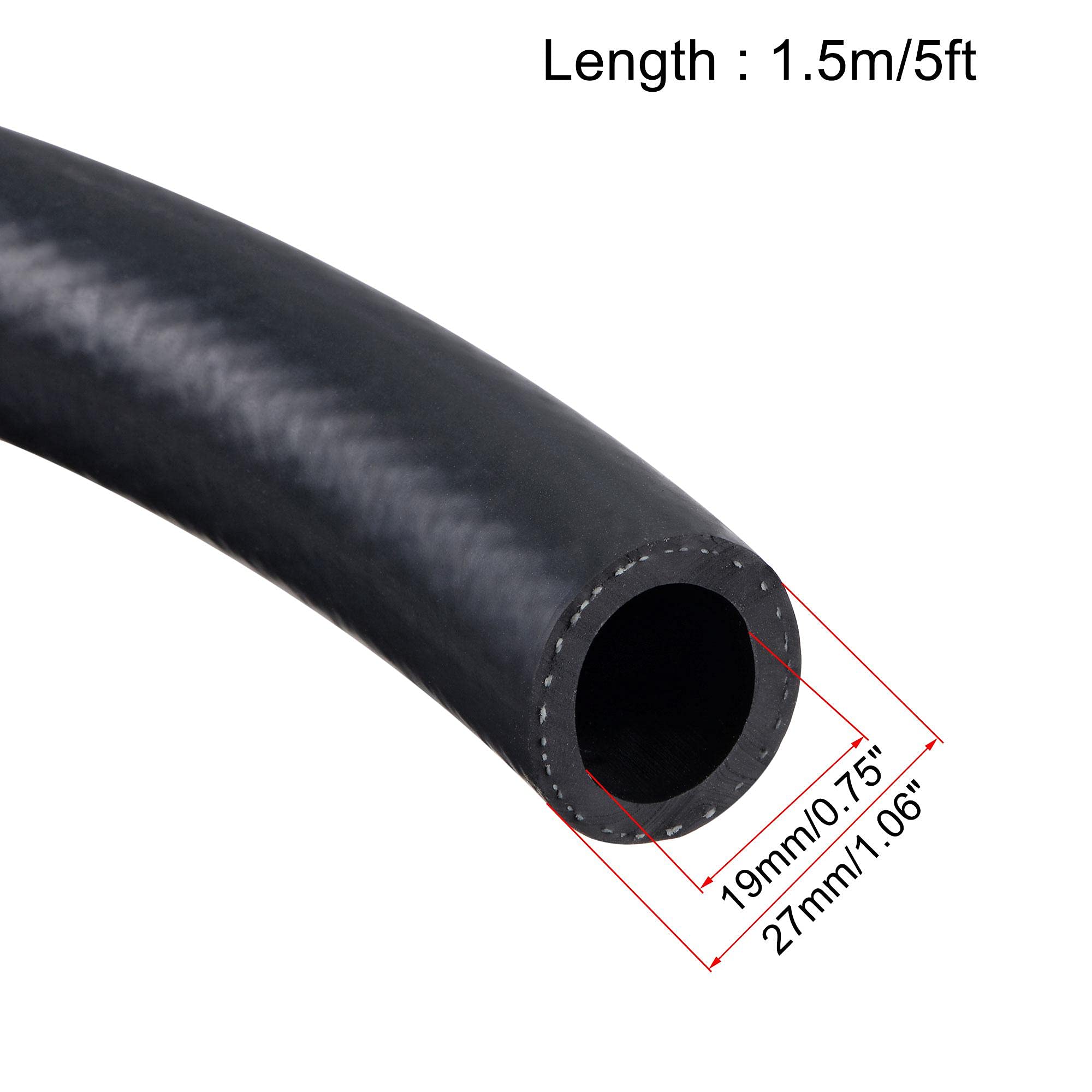 Uxcell 3/4' Id Fuel Line Hose, 1 1/16' Od 5Ft Oil Tubing Black For Small Engines
