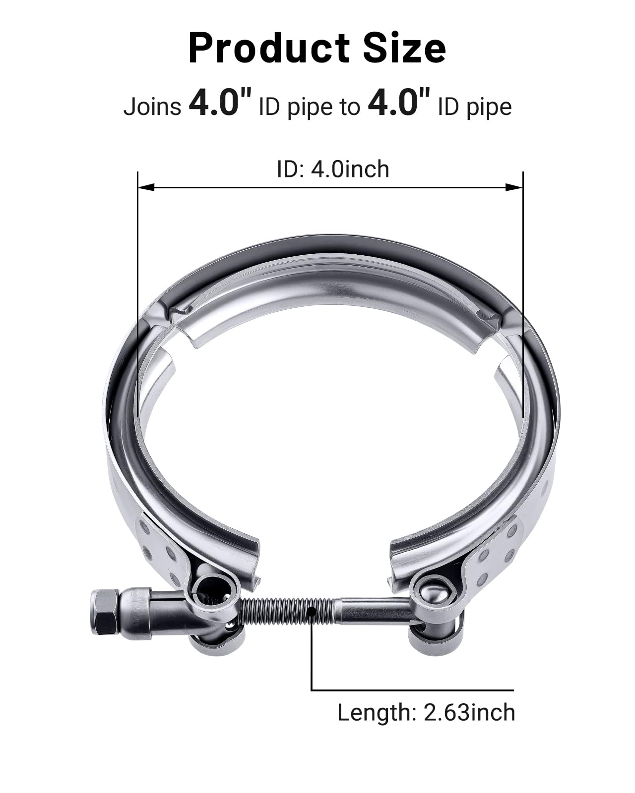 Evil Energy 4.0 Inch V Band Clamp For Flange Kit Stainless Steel (No Flanges)