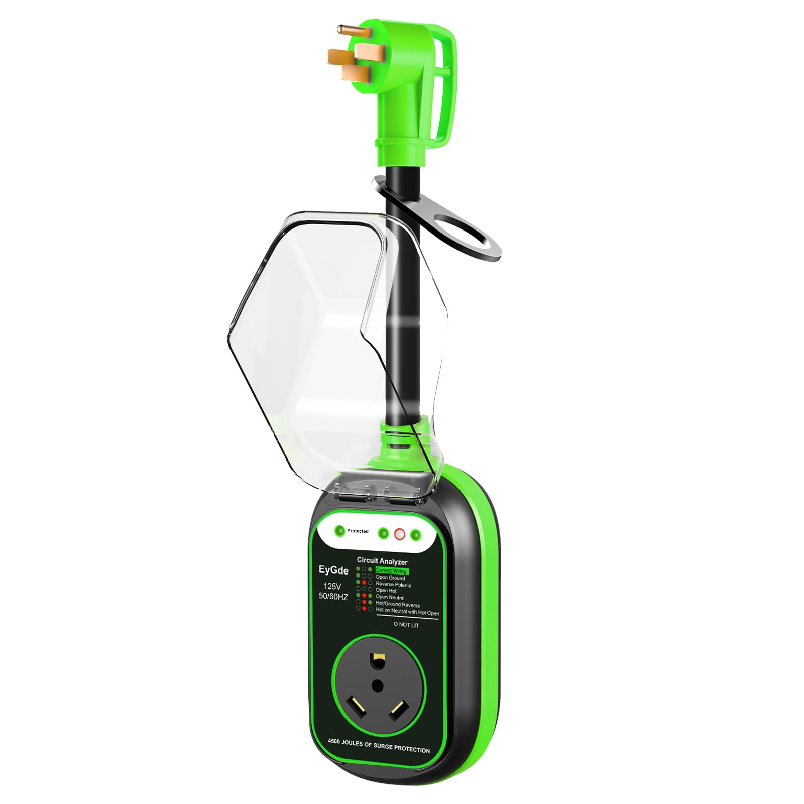 Eygde 50 Amp To 30 Amp Rv Adapter With Surge Protector, Patented 4500J 50 Amp Male To 30 Amp Rv Adapter Plug, Rv Circuit Analyze