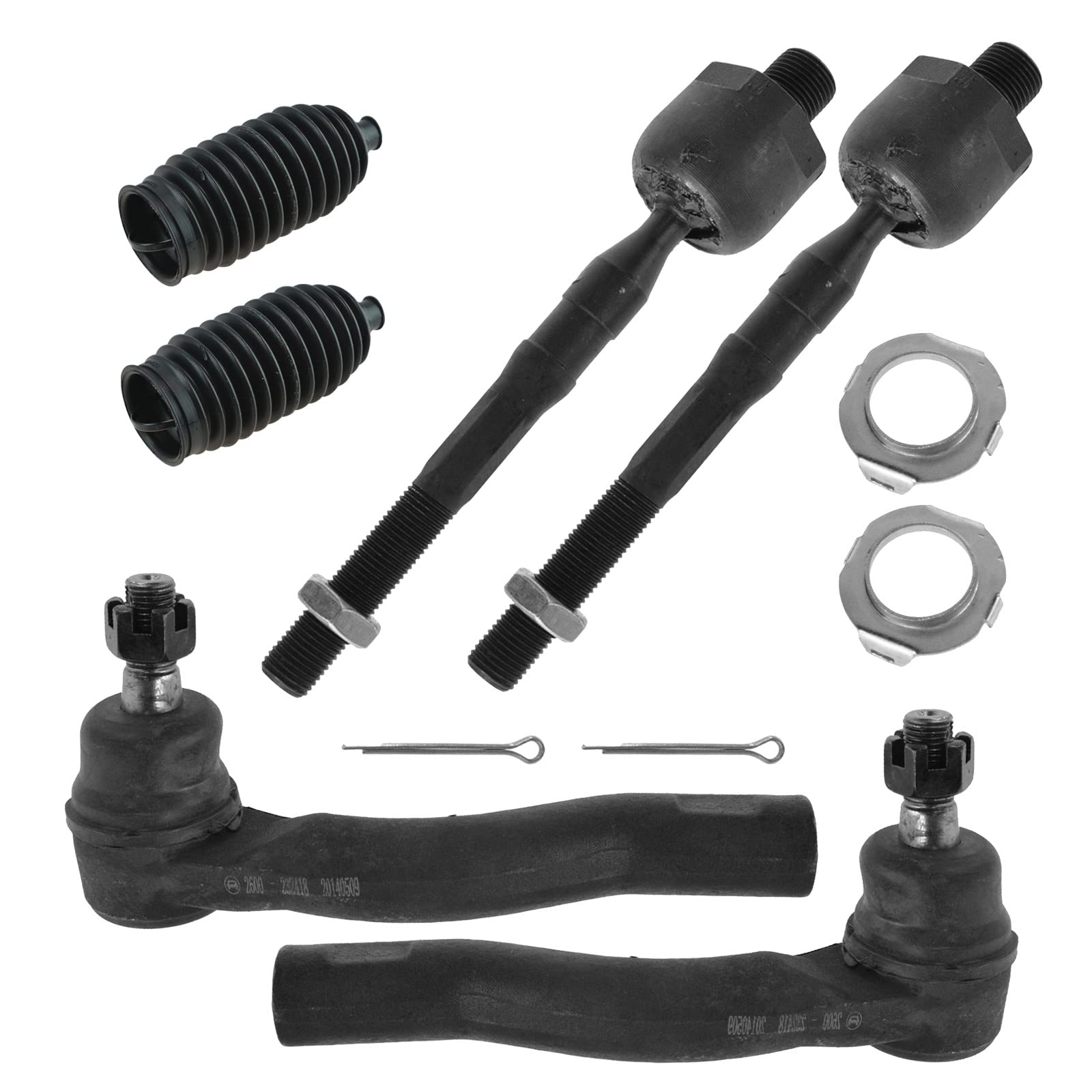 Trq Front Driver & Passenger Side Inner & Outer Steering Kit Steering Rack & Pinion Bellow Tie Rod Compatible With 2006-2012 For
