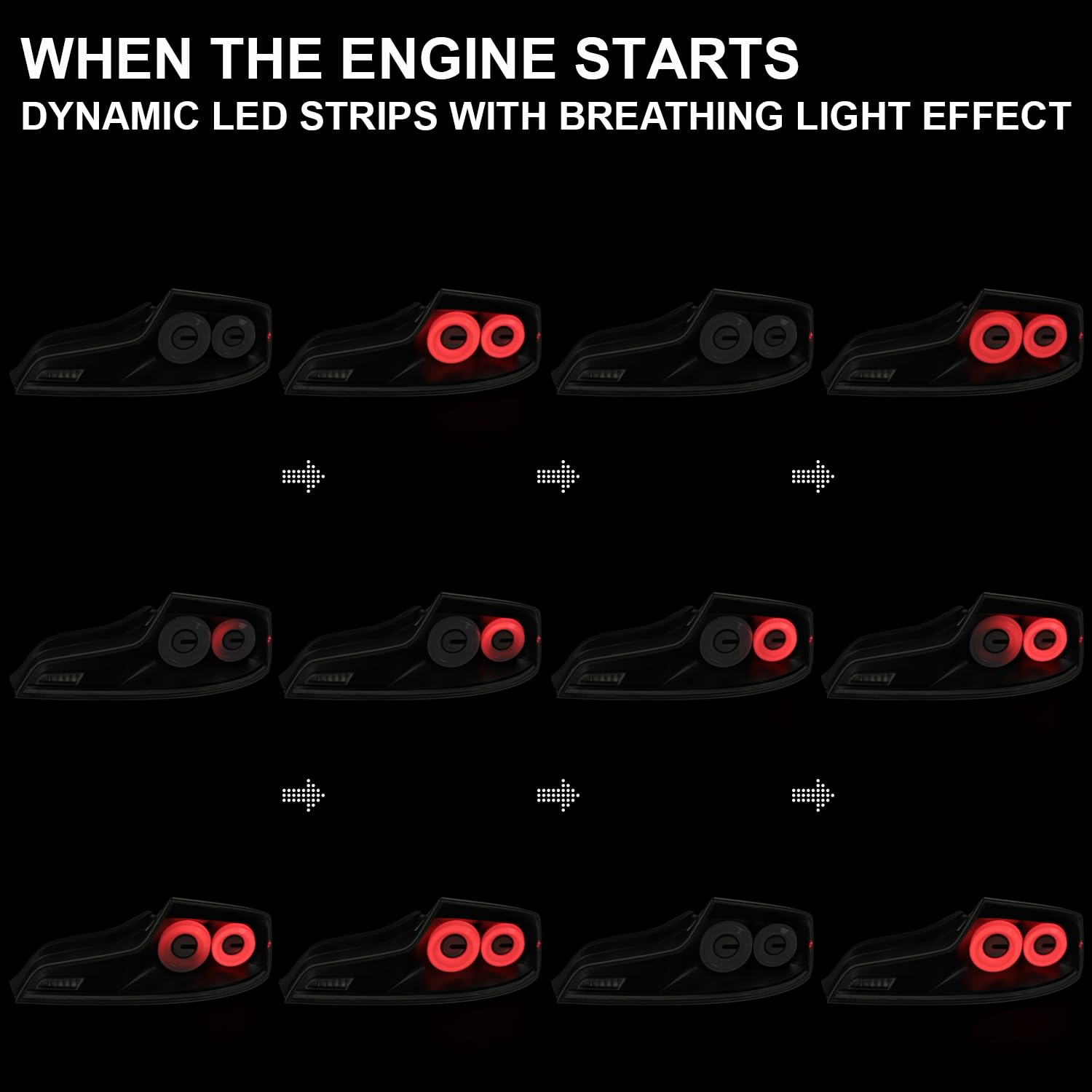 Spec-D Tuning Black Housing Smoke Lens Full Led Tail Lights With Fiber Optic Dynamic Halo Ring And Sequential Turn Signal Compatible With 2003-2007 Infiniti G35, Left + Right Pair Assembly