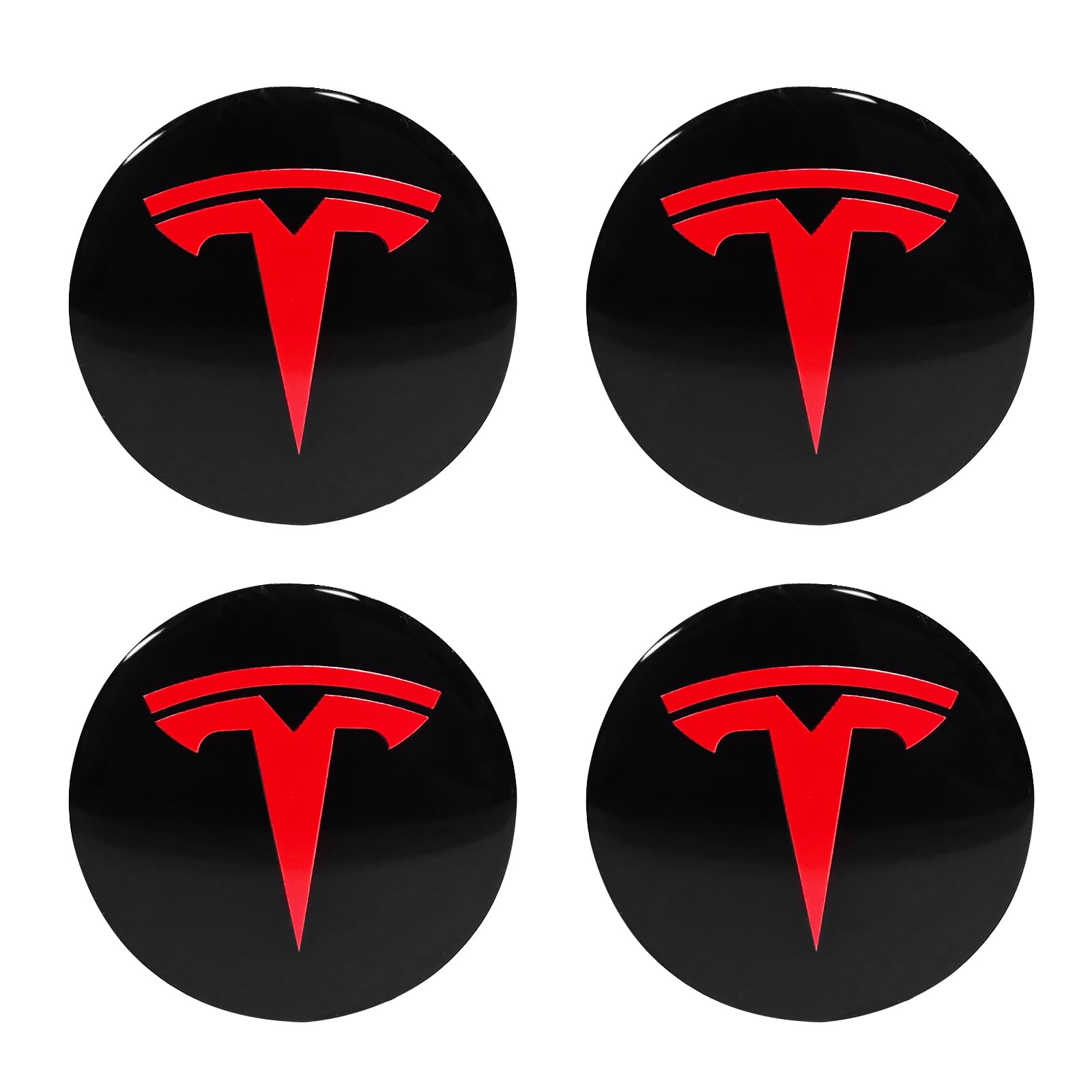 Knomix 4 Pack Aluminum Waterproof Wheel Cover Center Emblem Sticker for Tesla Model 3 Model Y 56mm Hubcaps Wheel Rim Cover (Blac