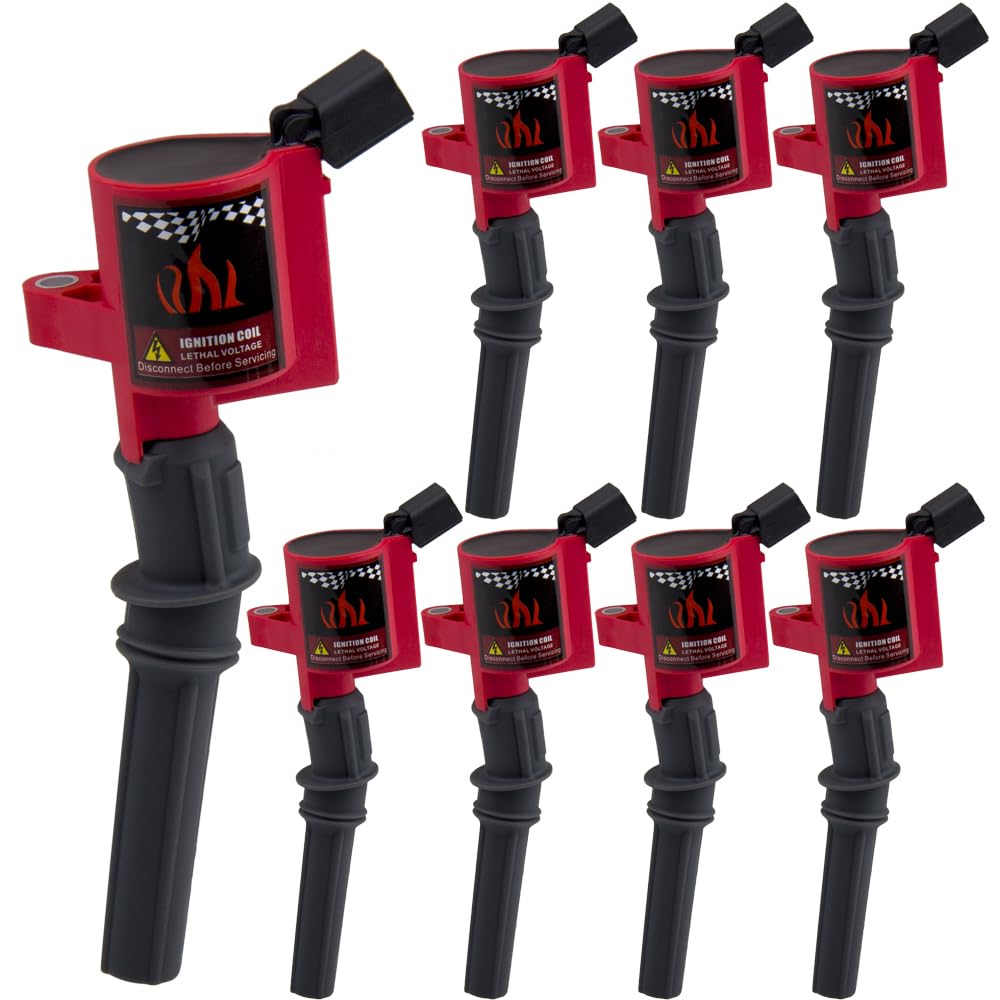 Big-Autoparts 8 Pack Ignition Coil Cuvred Boot Compatible With Ford F150 E150 Explorer,Town Car,Grand Marquis,Dg508 Dg457,Red