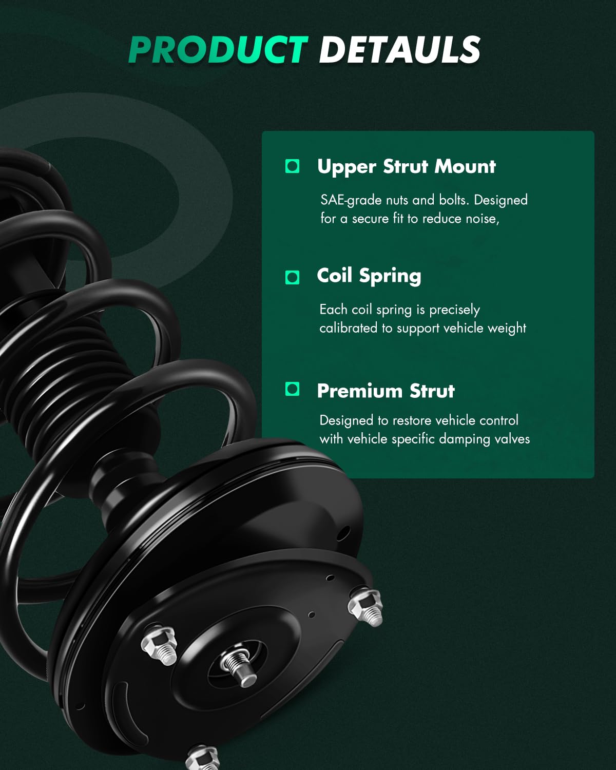 Scitoo - Front Complete Strut & Coil Spring Assembly Fits 2007-2009 For Hyundai For Santa Fe With 11285 11286 - Set Of 2