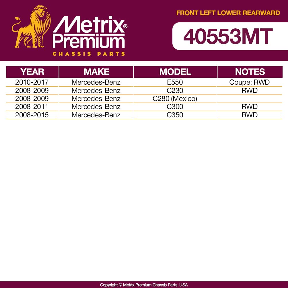 Metrix Premium Chassis Parts - Front Left Lower Rearward Control Arm W Ball Joint & Bushing Assembly Fits 17-20 Mercedes-Benz Sl