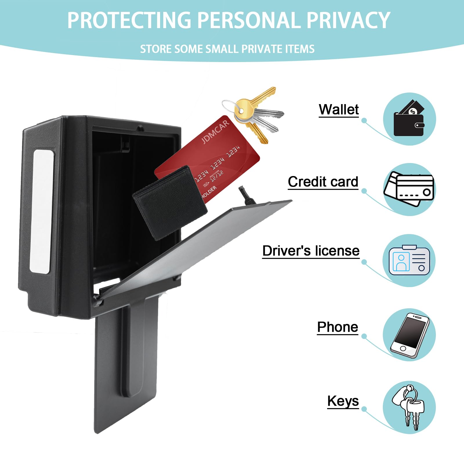 JDMCAR One-Touch Hidden Storage Box for Toyota 4Runner 2010-2024 - Black Center Console Organizer Accessory