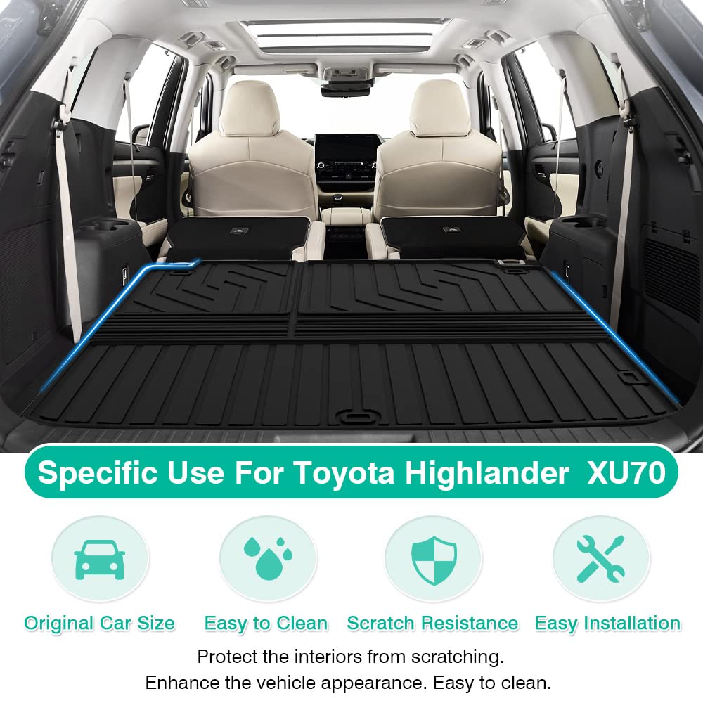 Powerty Trunk Mat For 2020-2023 2024 2025 Toyota Highlander Accessories Cargo Mats Backrest Mat Tpe All Weather Cargo Liner Heav