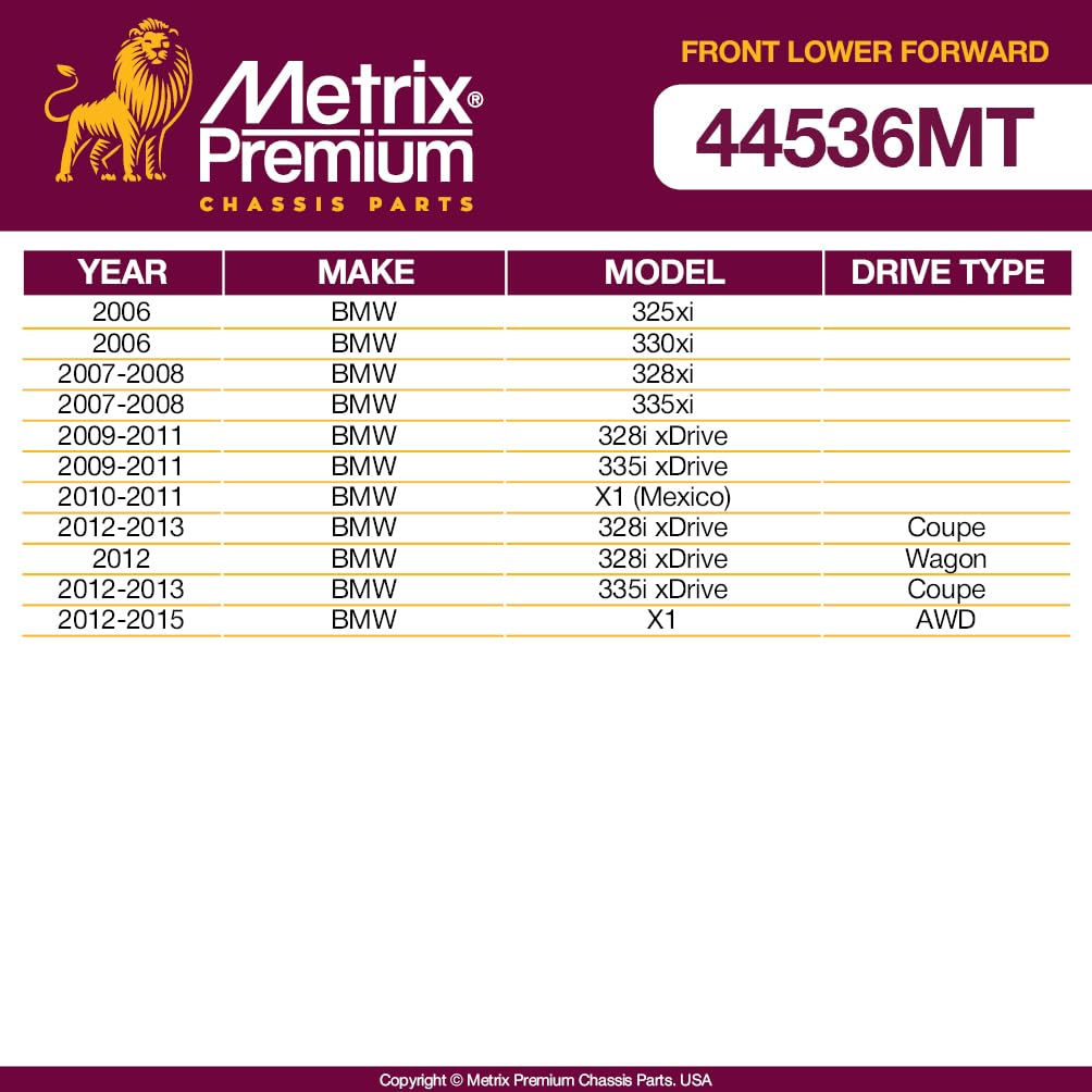 Metrix Premium Chassis Parts - Front Lower Forward Control Arm W Ball Joint & Bushing Assembly Fits 06 Bmw 325Xi, 06 330Xi, 07-0