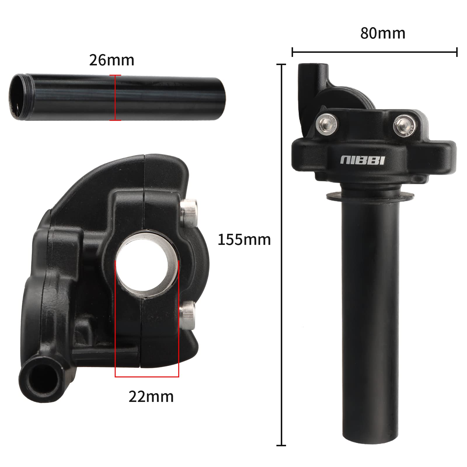 Nibbi Twists Throttle Assembly,Dirt Bike Grips With Throttle Cable And Handlebar Grip For Ssr125 Pit Bike, 22Mm Motorcycle Throttle Assembly(Black)