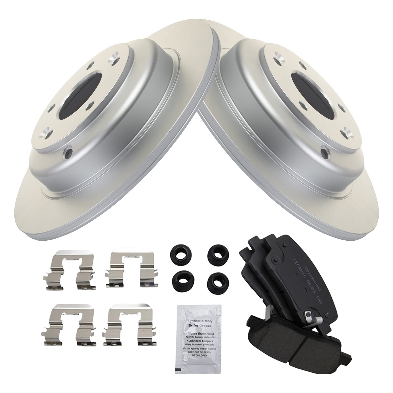 Trq Rear Brake Pad & Rotor Kit Brake Pads Brake Rotor Ceramic Premium G-Coated Compatible With 2010-2014 Hyundai Genesis Coupe