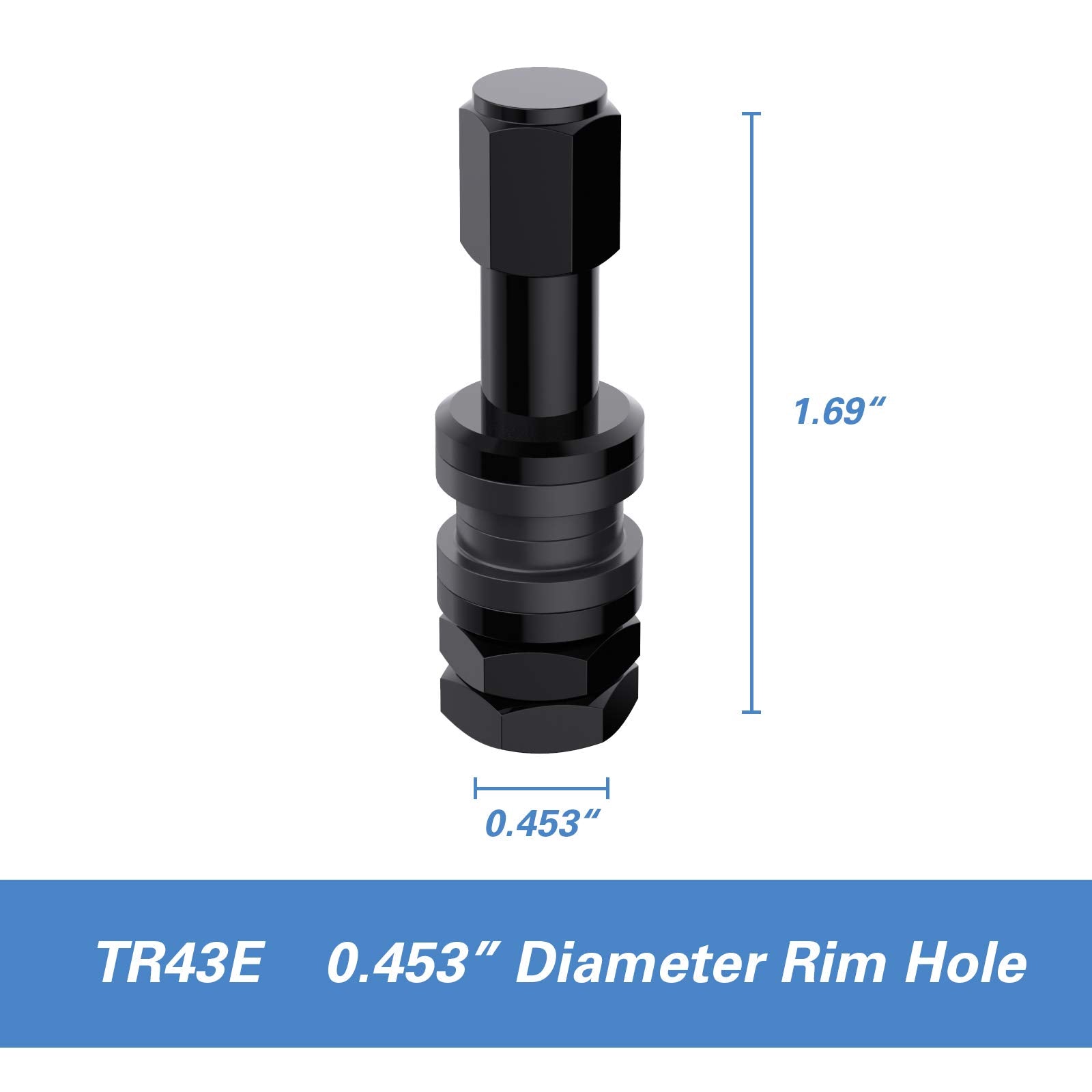 Ckauto 5 Pcs Vs43/Tr43E Tubeless Metal Clamp-In Valve Stems, Black Finish