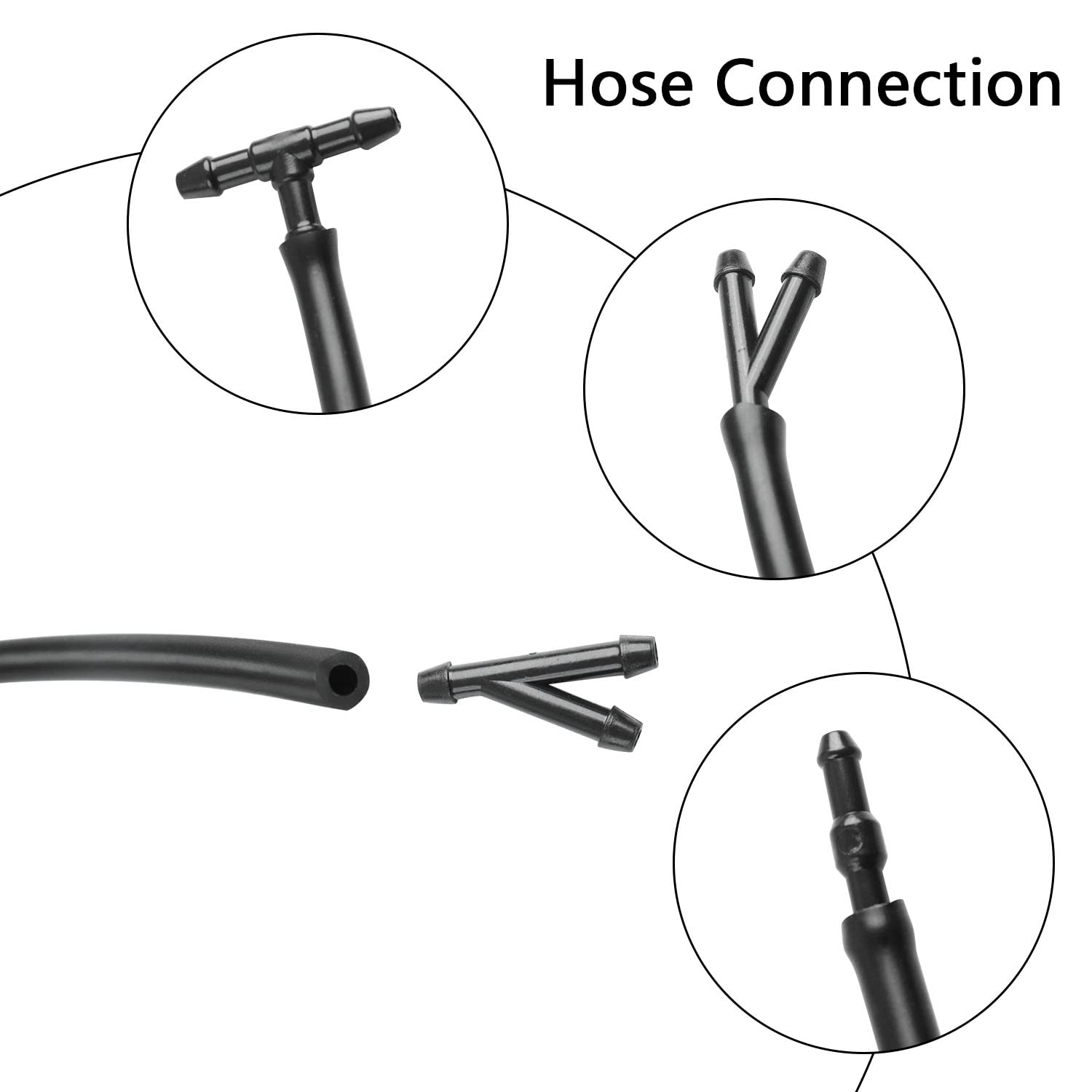 GZZTORES Windshield Washer Nozzles Kit for Chrysler Dodge Ram, 2 Nozzles with Gaskets, 157 Hose & Blue Removal Tool