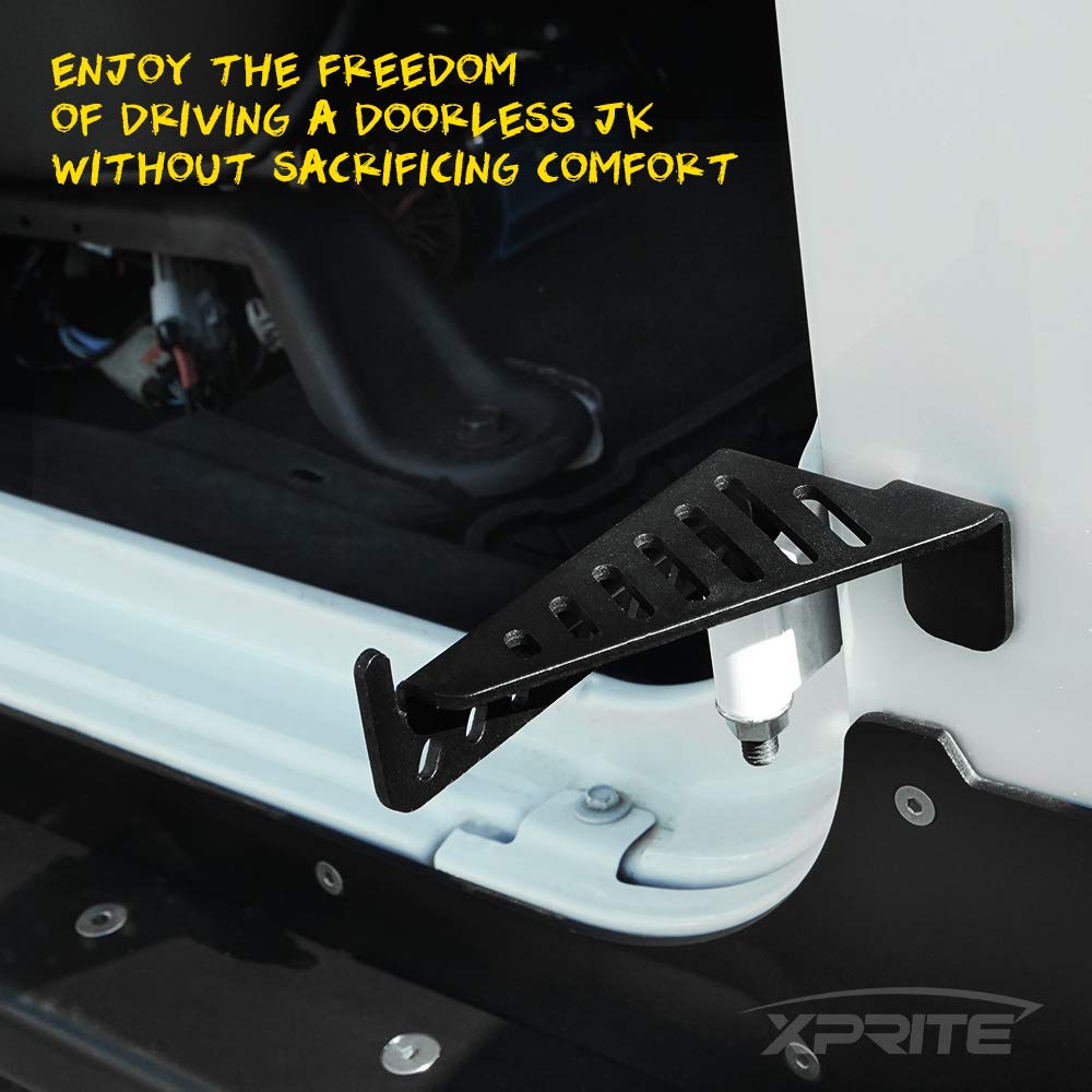 Xprite Metal Steel Front Foot Peg Rest Pedals Doors Off Compatible With 2007-2018 Jeep Wrangler Jk Jku 2Dr/ 4Dr - 1 Pair