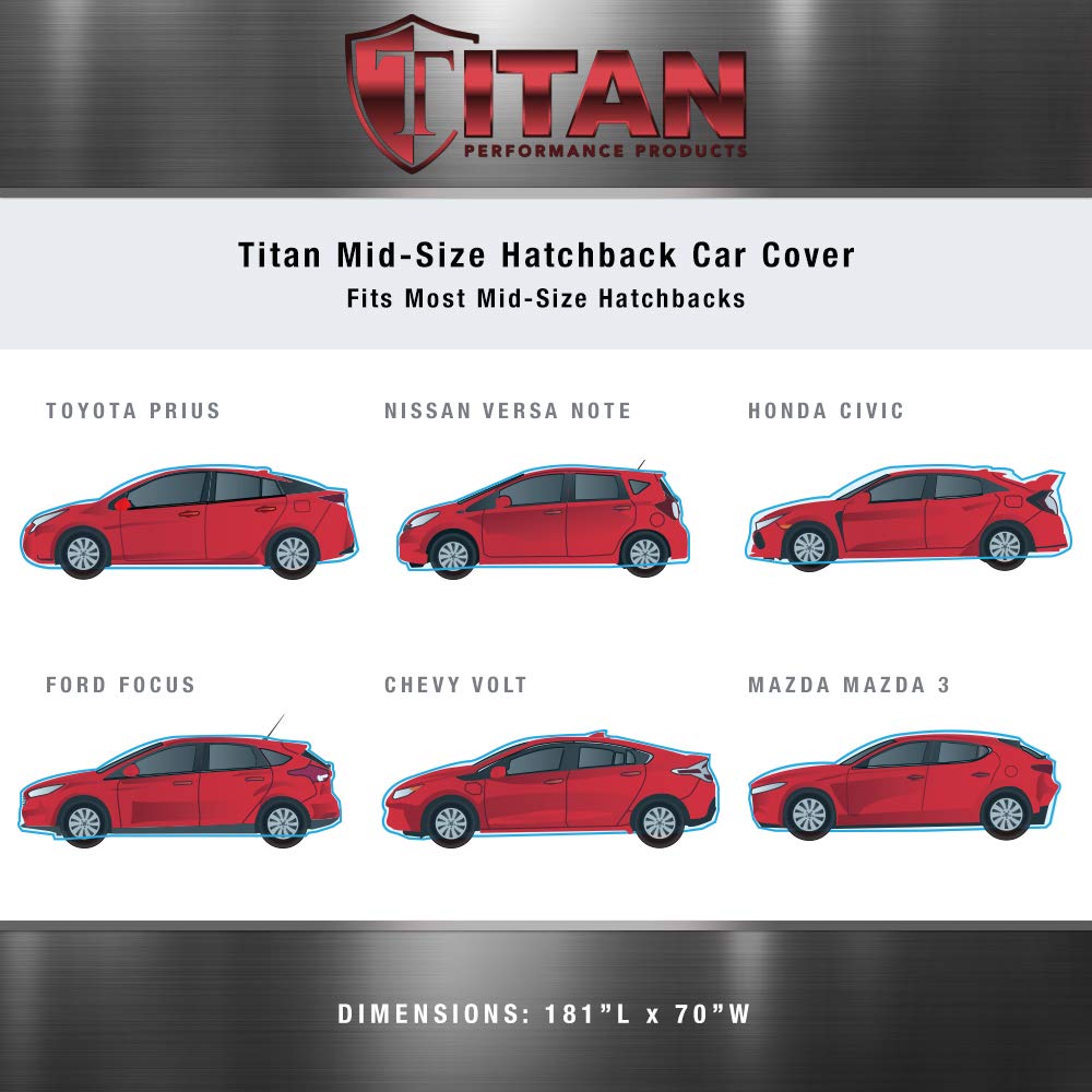 Titan Premium Multi-Layer Peva Car Cover For Hatchbacks 165-181''. Waterproof, Uv Protection, Anti-Scratch Protective Lining, Dr