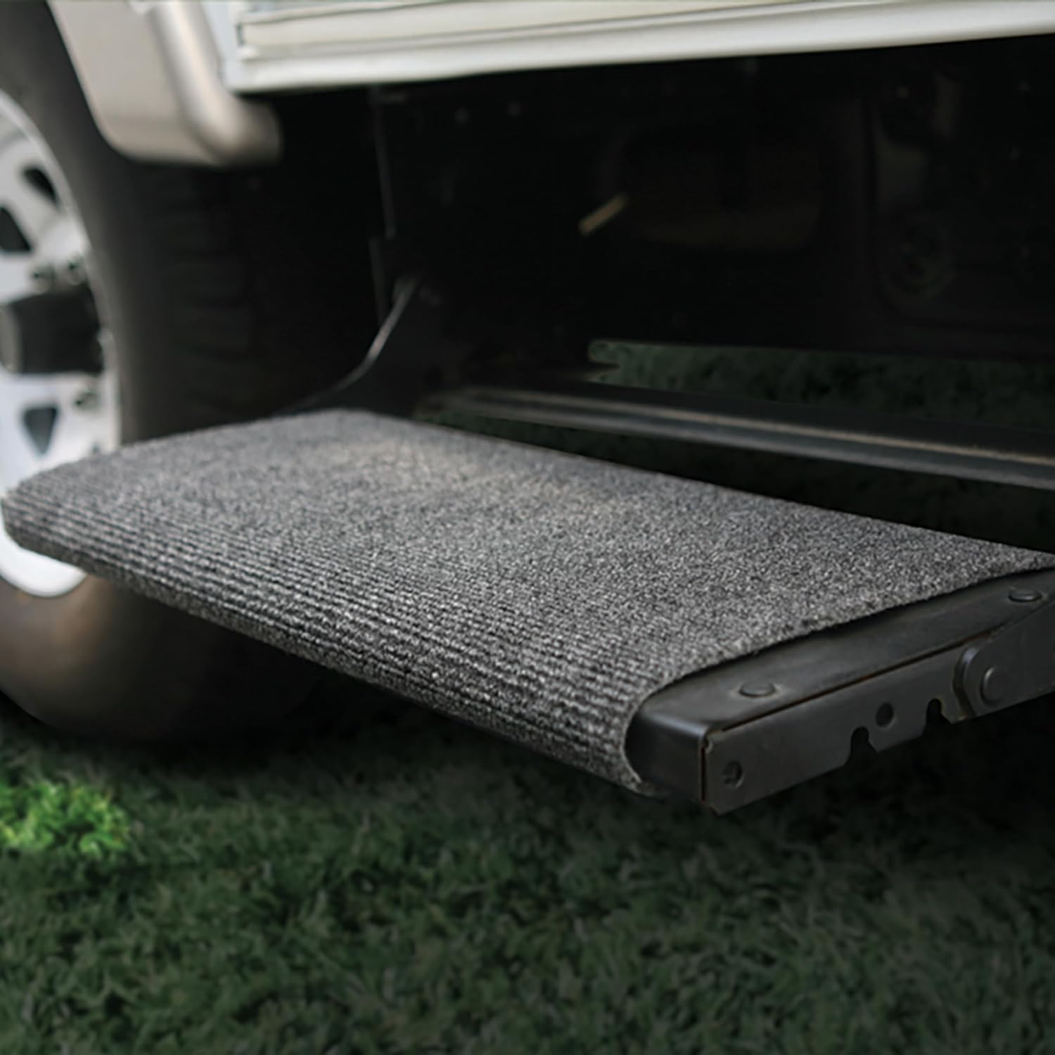 Camco Wrap Around Rv Step Rug - For Manual & Electric Rv Steps - Fits 18 Wide Steps - Weather-Resistant - Gray (42925)