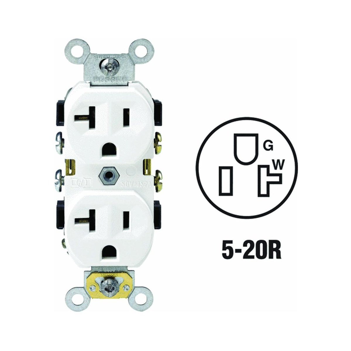 Leviton S02-0BR20-0WS Duplex Receptacle, White