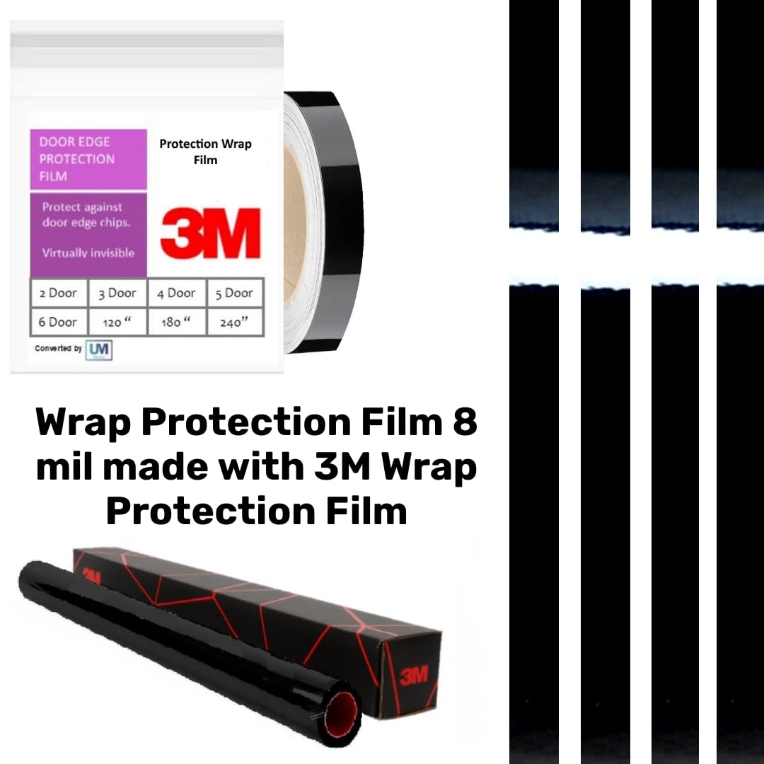 Door Edge Protector PRE-Cut Guard Scratch Paint Protection Film Paint Wrap Protection Clear and Black Universal Car Truck (Black