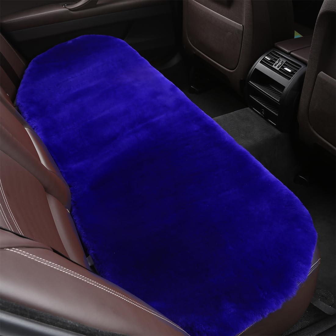 Ogland Fluffy Genuine Australia Sheepskin Car Seat Cover For Auto Fur Interior Accessories With Soft Fuzzy Wool Non-Slip (Blue,