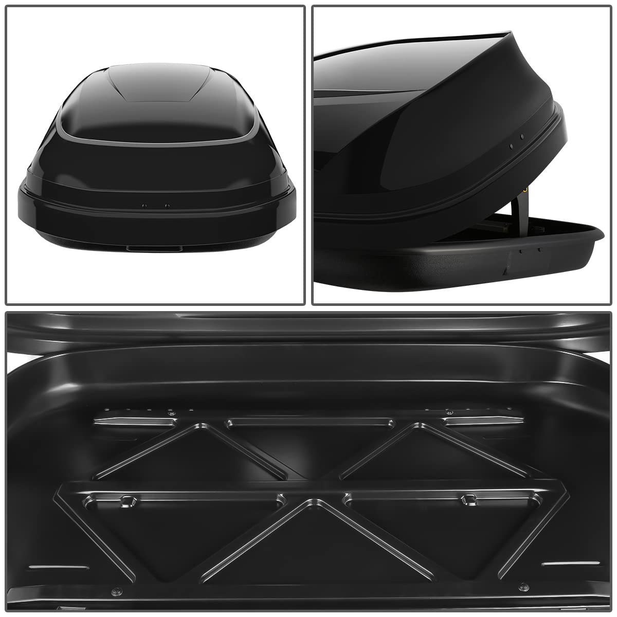 DNA MOTORING Rooftop Cargo Box Carrier Lockable Heavy Duty Car Top Storage Case, Capacity 110 Lbs, 53 L x 34 W x 15 H, 11