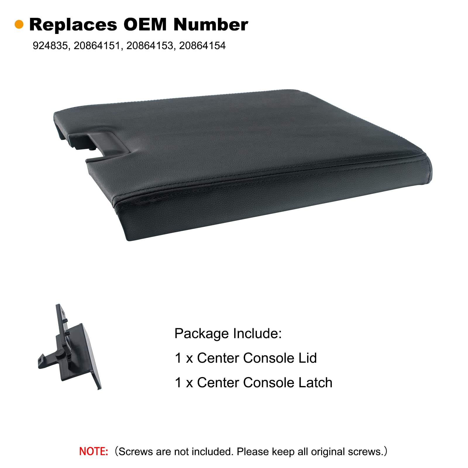 Nhiles Center Console Lid Kit With Latch Compatible With 2007-2013 Chevy Tahoe/Avalanche/ 2008-2014 Silverado/Gmc Yukon(Xl)/Sier