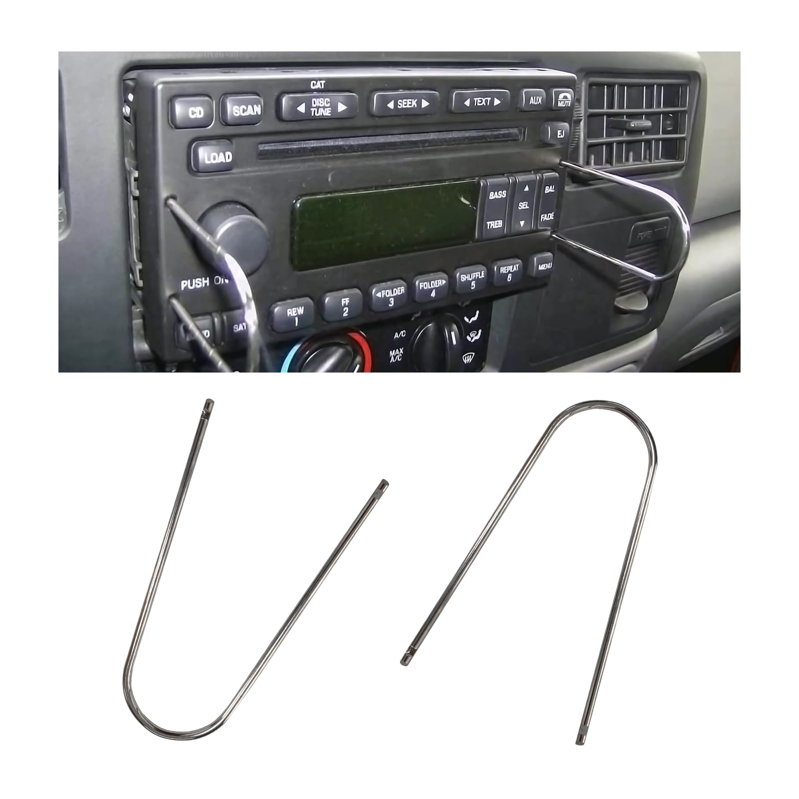 Dickno 2 Pcs Car Radio Removal Pry Tool, U-Shaped Stainless Steel Auto Stereo Release Tool Kit, Universal Radio Remover For Disa