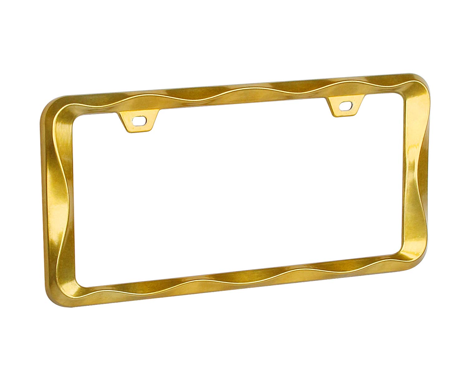 Sgooky 3D Curly Wave Pattern License Plate Holder Golden License Plate Frame From Pure Zinc Alloy Metal Perfect Plate Holder
