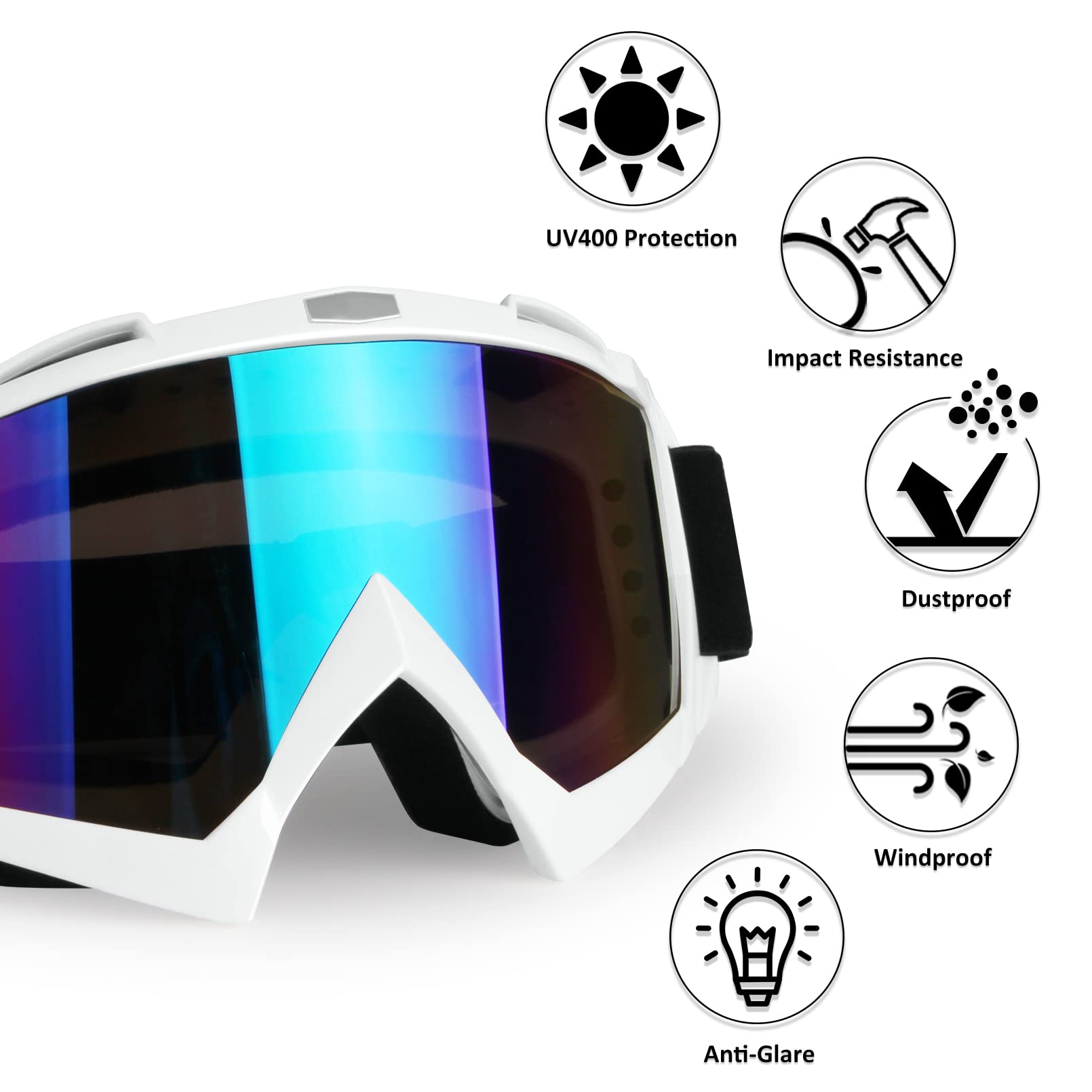4-Fq Motocross Goggles Atv Goggles Motorcycle Goggles For Men Women Adult Youth Windproof Dirt Bike Goggles Dustproof Utv Mx Otg