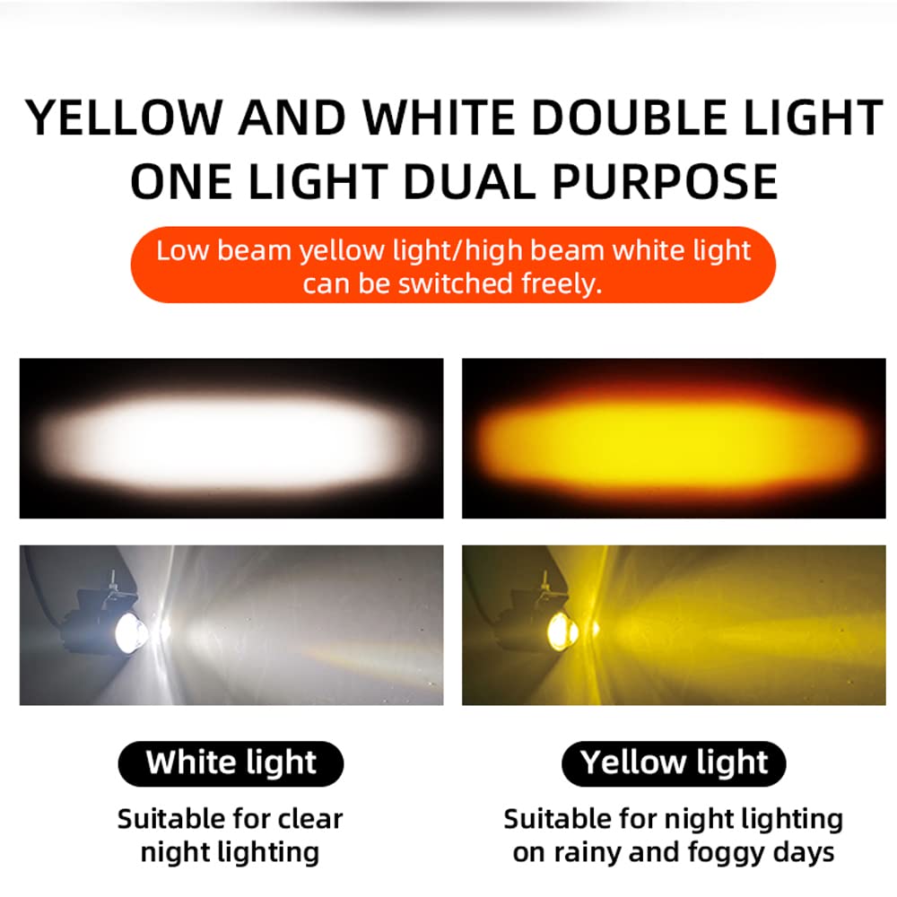 GOODKSSOP 2pcs 24W LED Spotlight Set, Waterproof Two-Color White Amber, Model LMLU2BKA2, for Motorcycle, Car, Truck, ATV, SUV