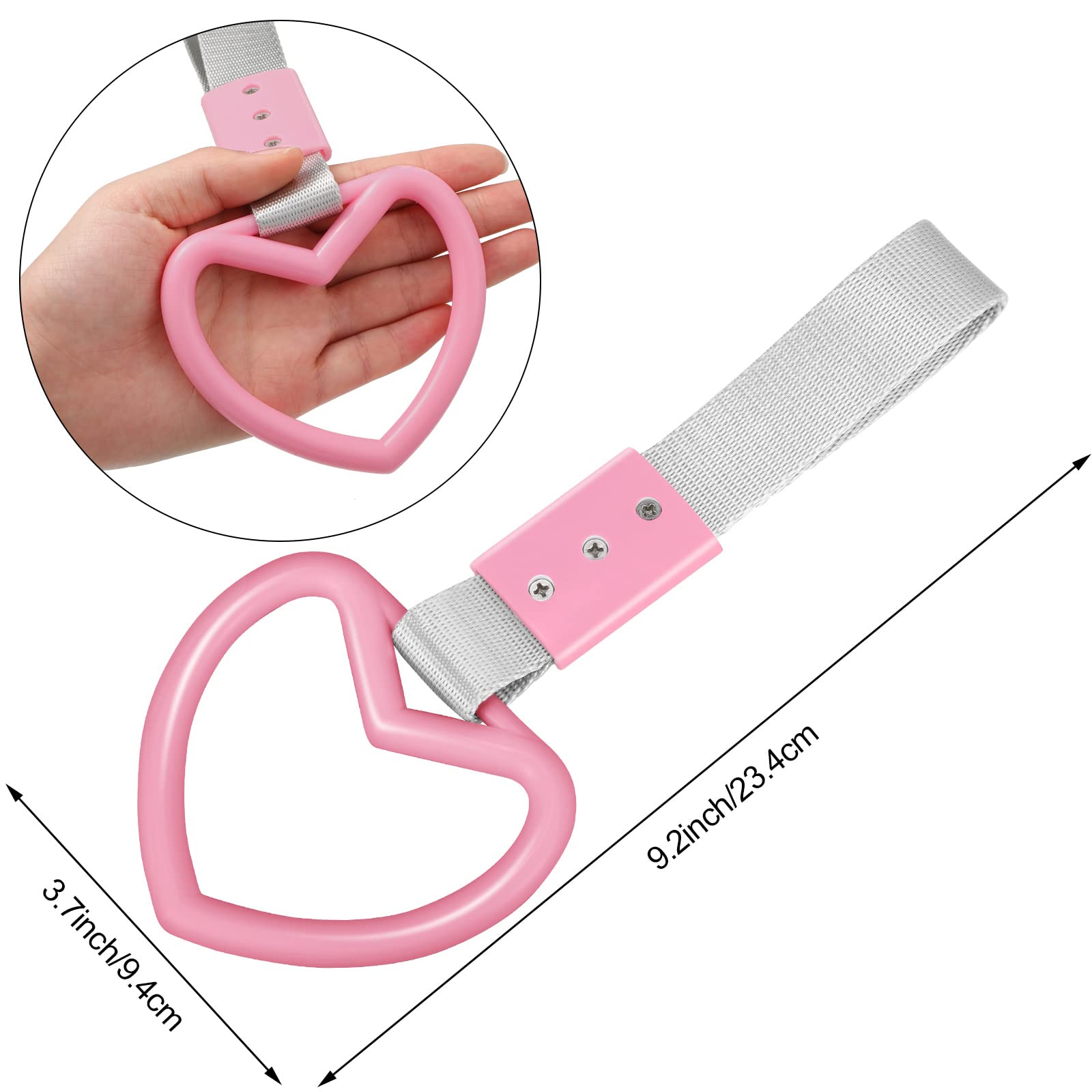 2 Pieces Rings Heart Shaped Car Handle Straps Drift Charm Rear Bumper Warning Ring Decor Subway Bus Broken Heart Handle for Car