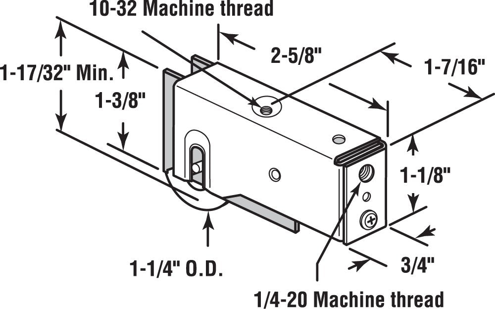 Prime-Line D 1832 Single 1-1/4 In. Steel Roller Assembly, Ball Bearing, Plain Back Housing (Single Pack)