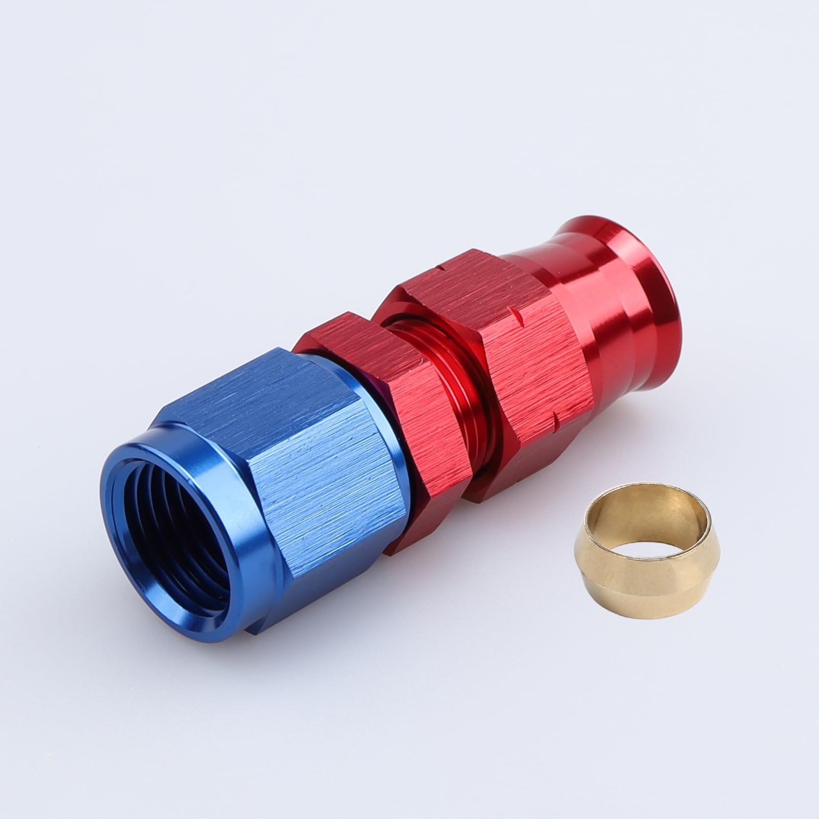AC PERFORMANCE Aluminum Alloy -6 AN Female to 5/16'' Hardline Tube Fuel Fitting Compression Adapter Red Blue